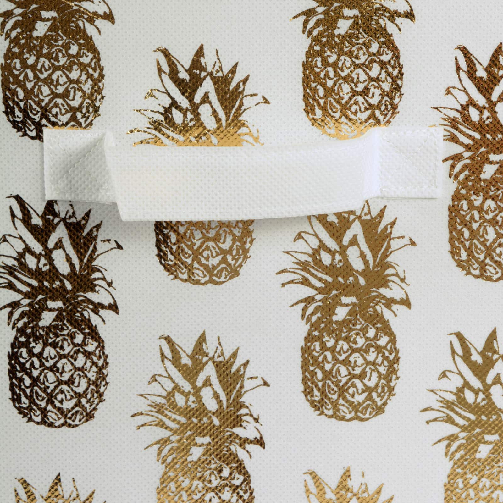 DII® 11" Nonwoven Polyester White & Gold Pineapple Storage Cube, 4ct.