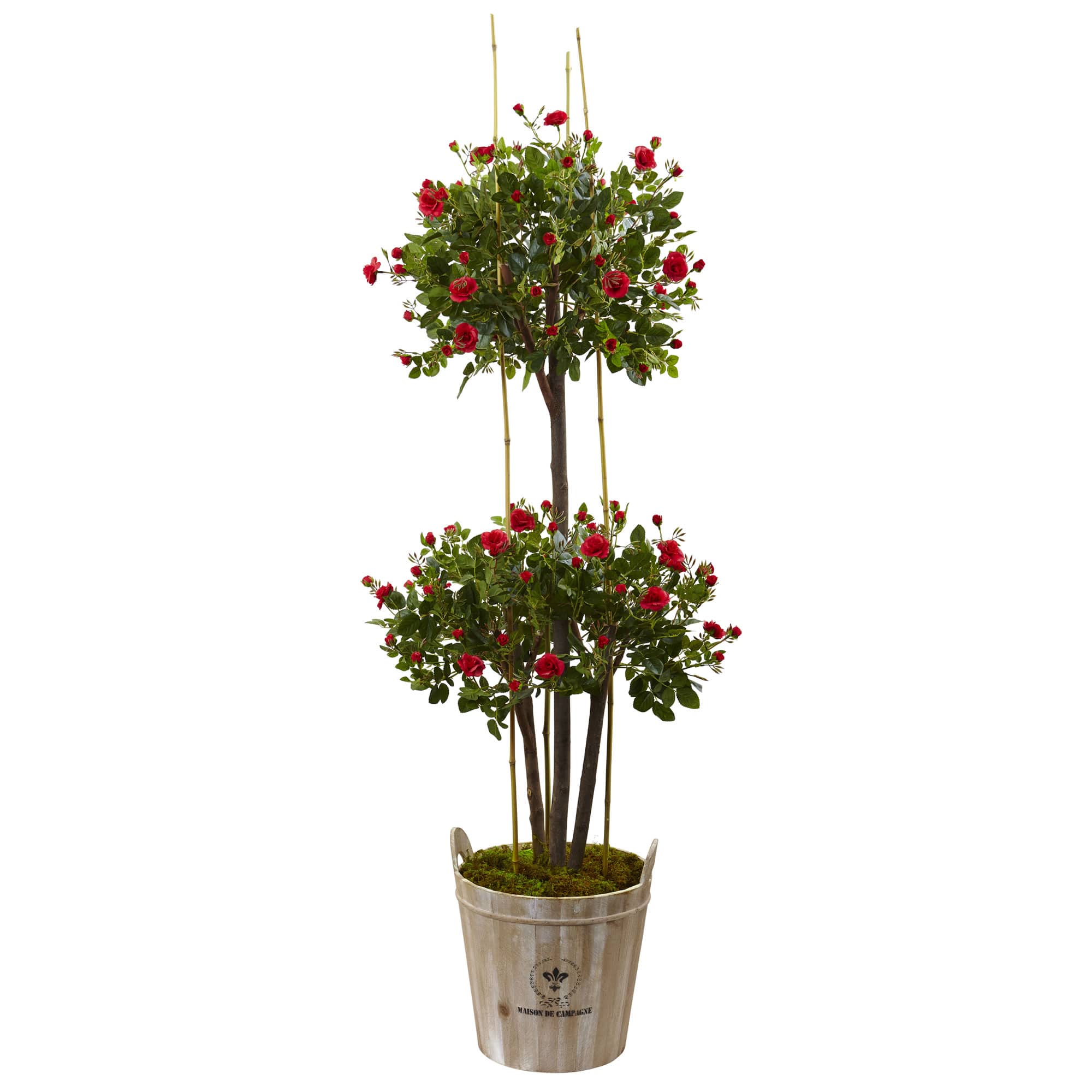 5.5ft. Rose Topiary Artificial Tree in Rustic Planter