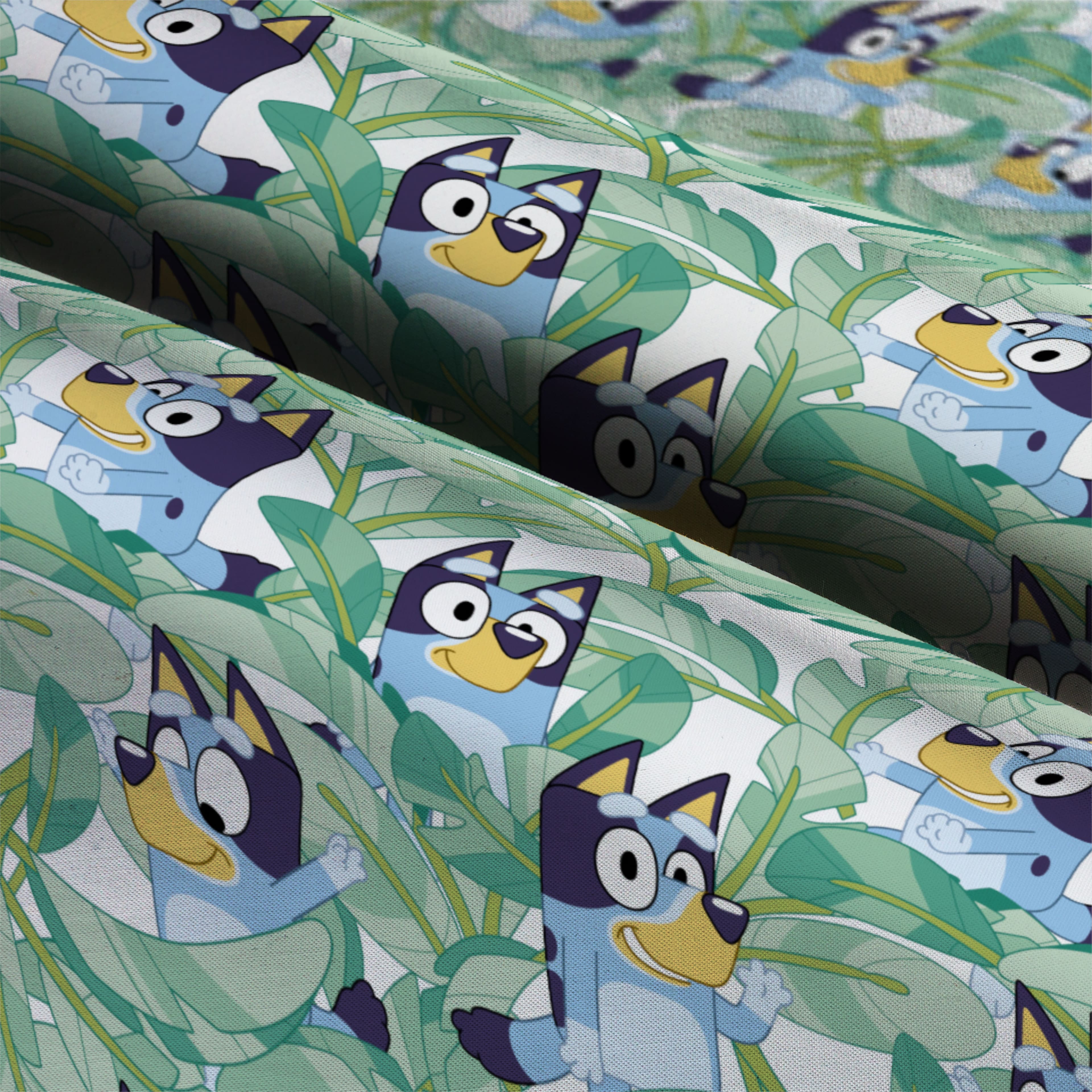 Bluey Leaves Cotton Fabric