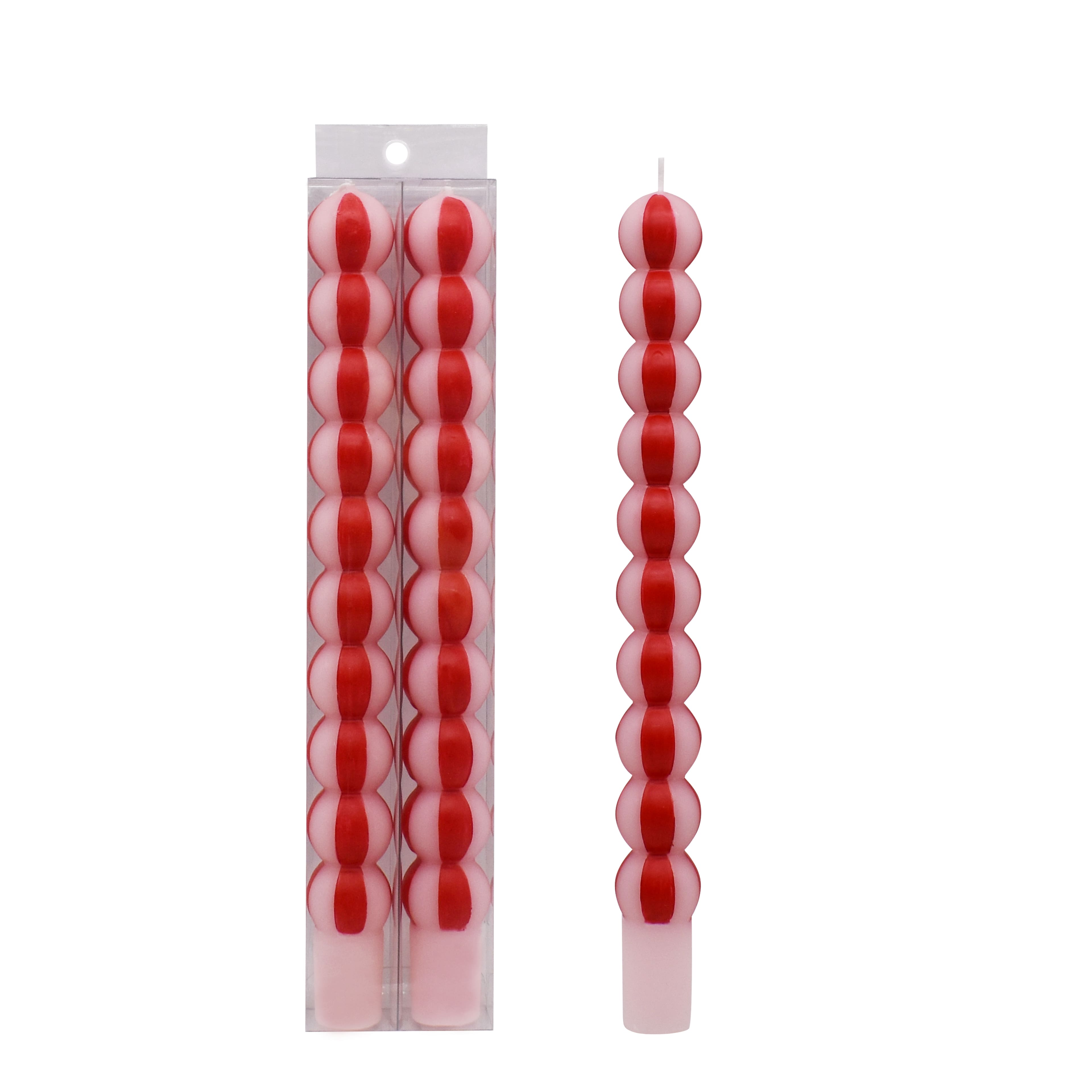 11.25&#x22; Red &#x26; White Peppermint Unscented Taper Candles, 2ct. by Ashland&#xAE;