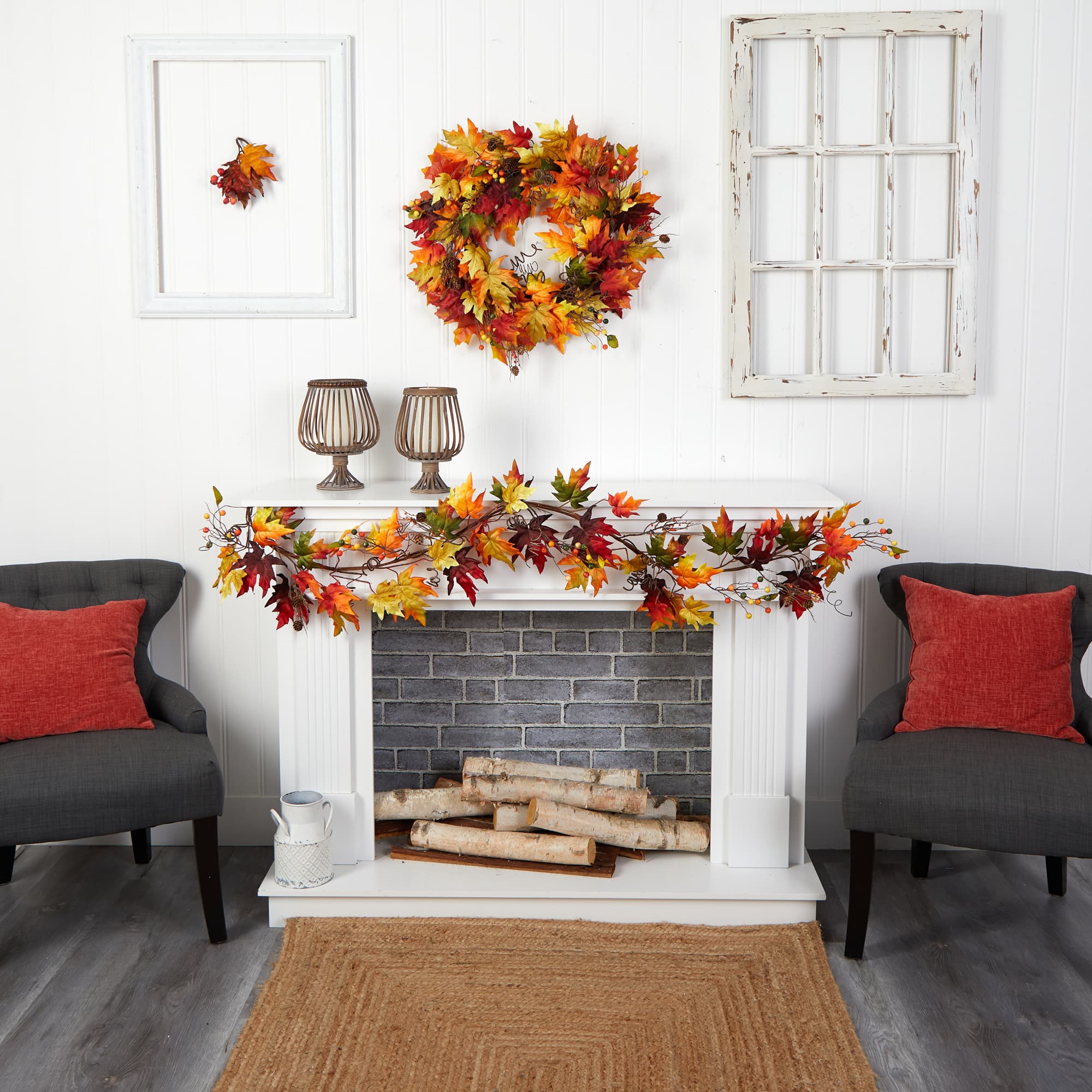6ft. Autumn Maple Leaf &#x26; Berry Fall Garland