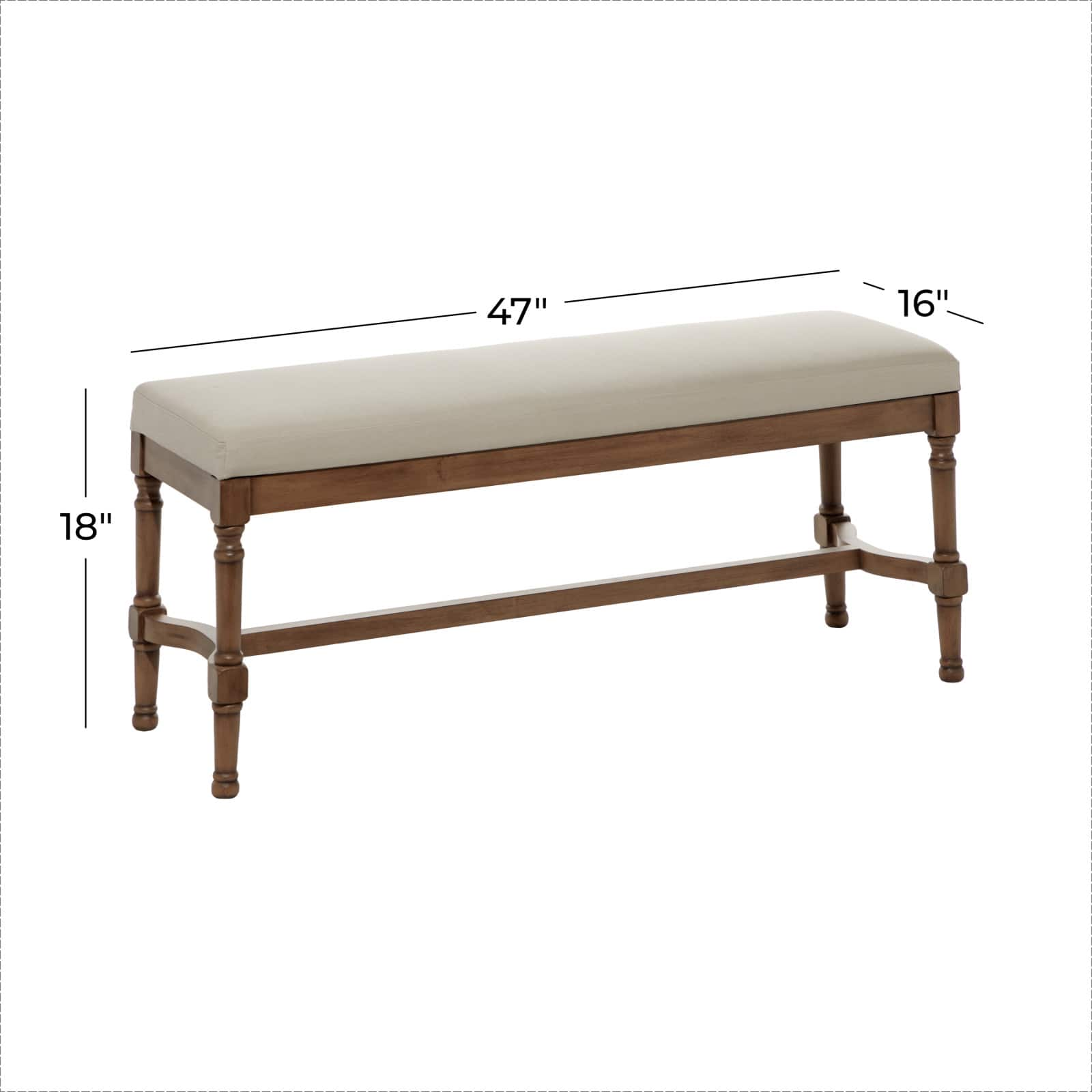 Brown Wood &#x26; Linen Traditional Bench