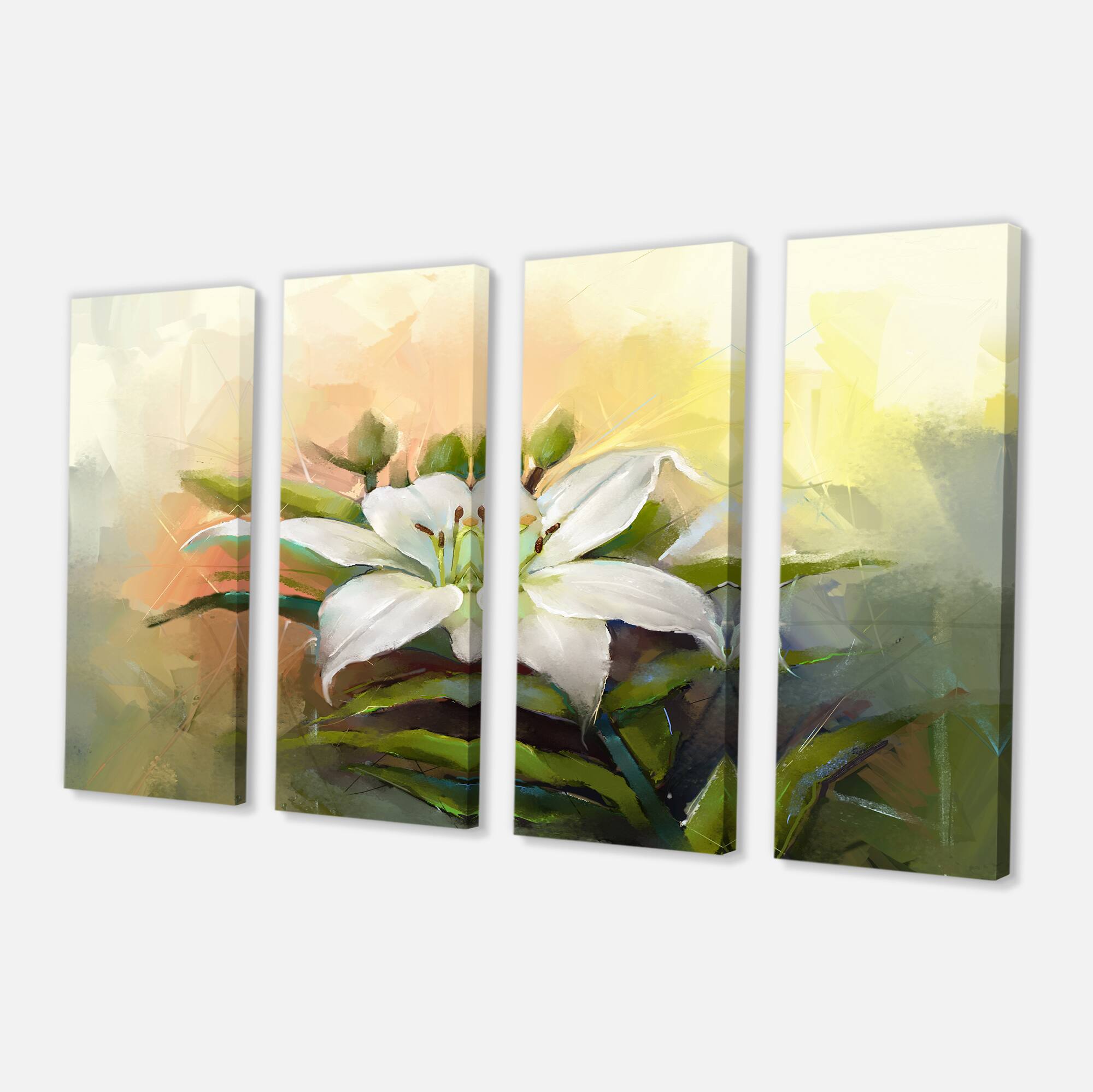 Designart - White Lily Flower Oil Painting - Large Floral Canvas Art Print