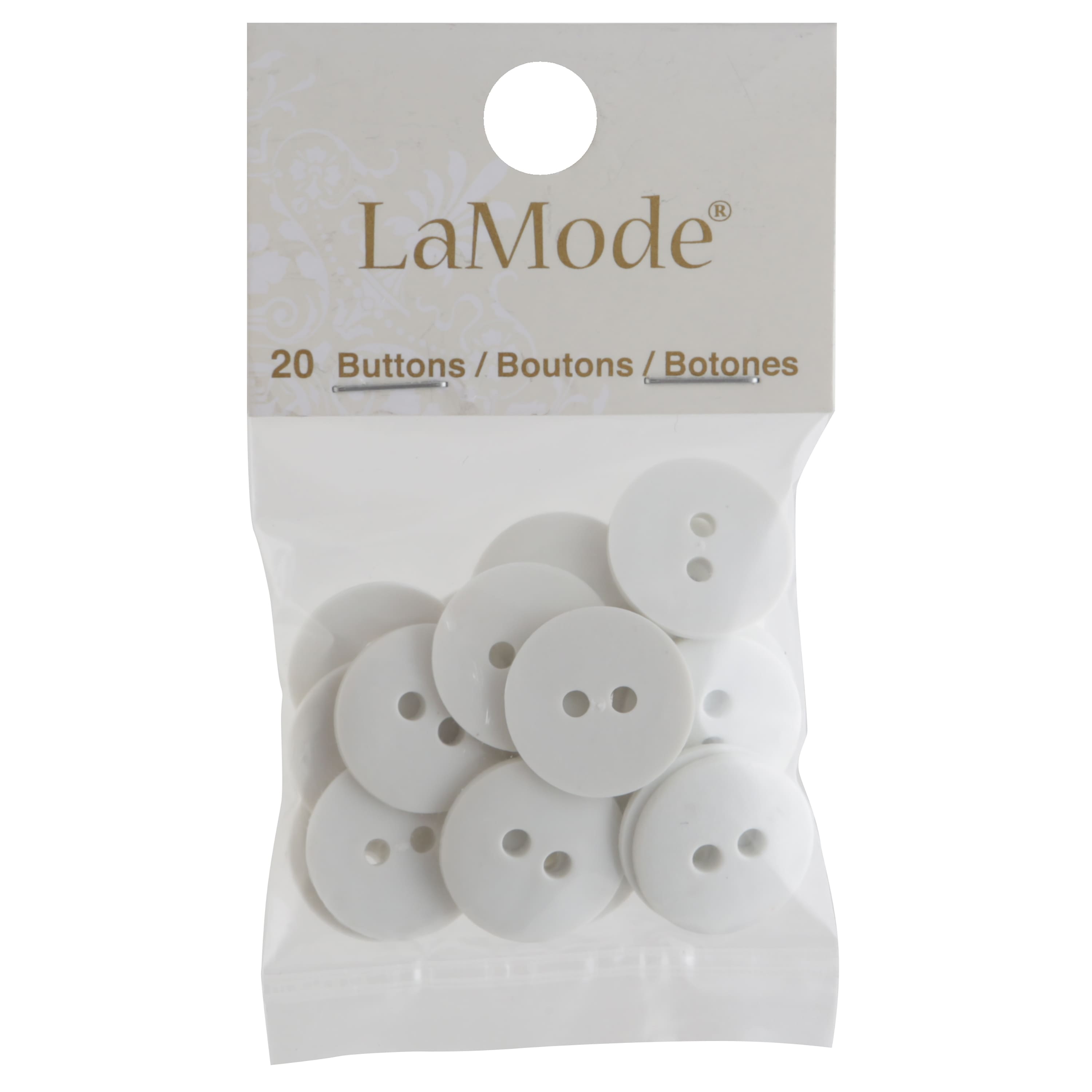 LaMode&#xAE; 5/8&#x22; White Buttons, 20ct.