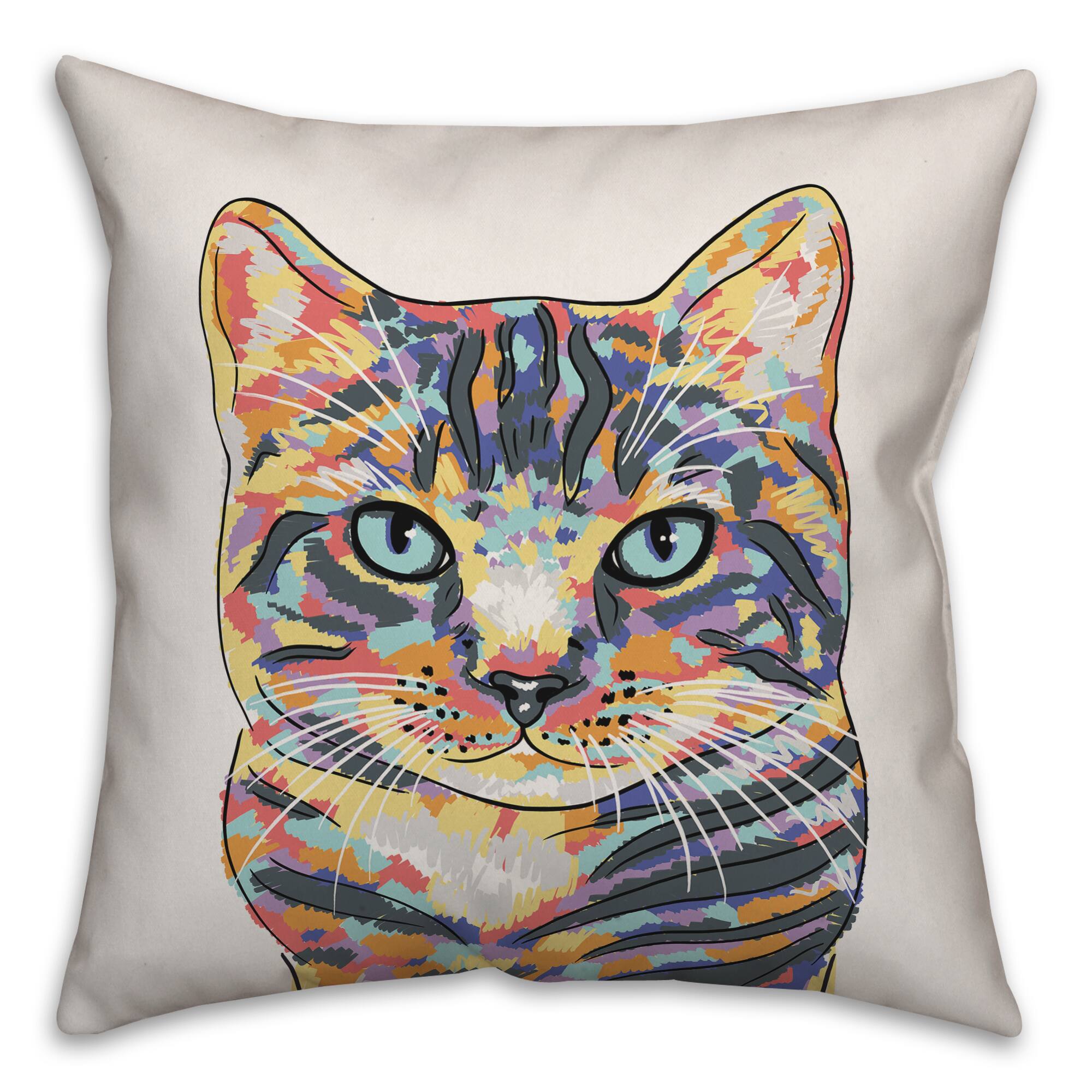 Watercolor Cat Throw Pillow