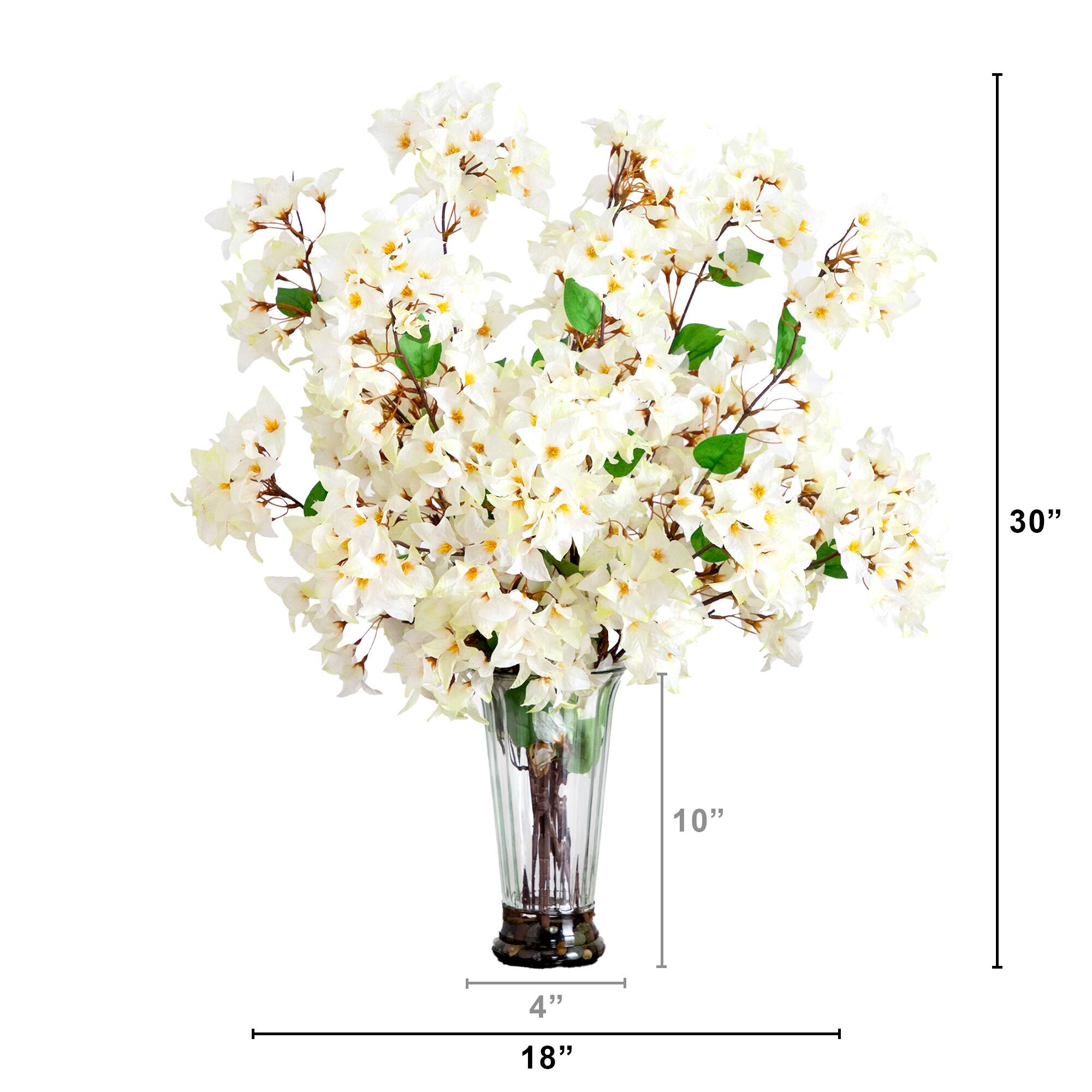 2.5ft. White Bougainvillea Arrangement in Glass Vase