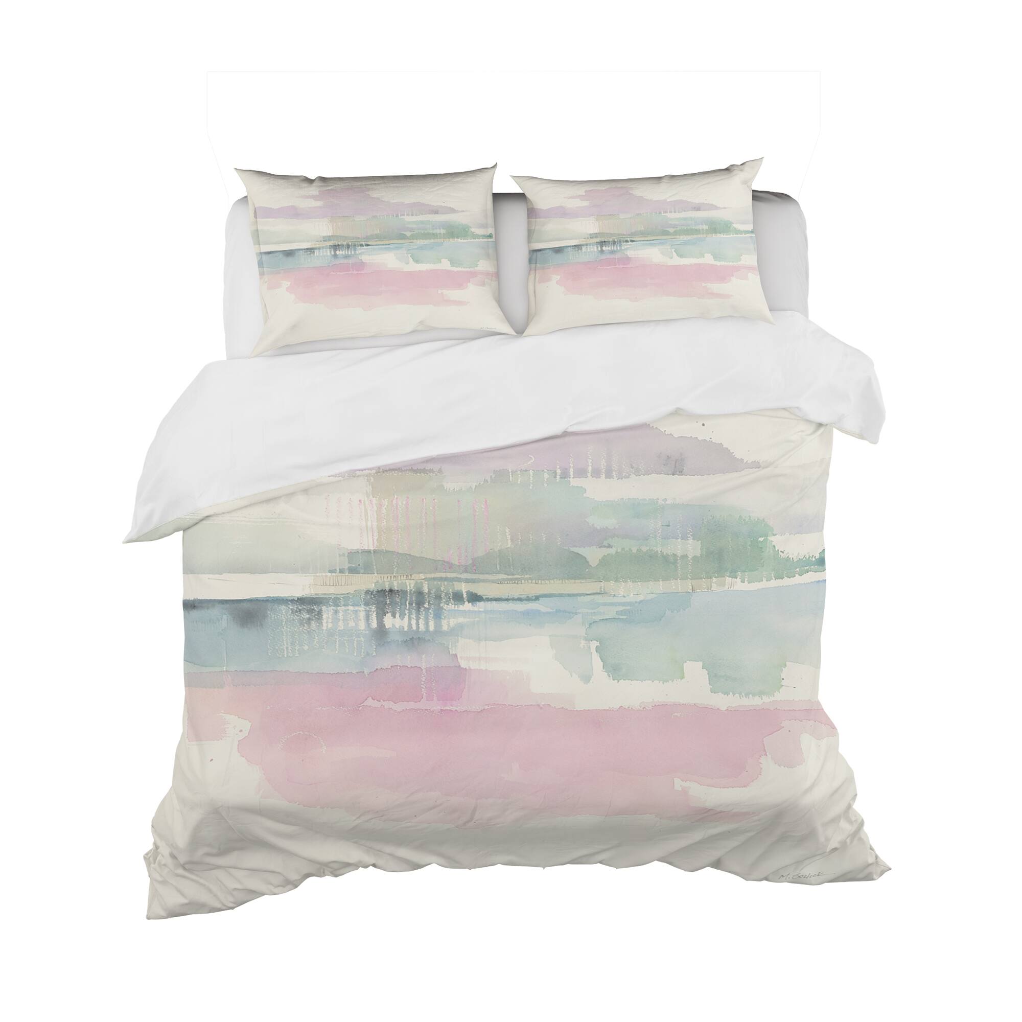 Designart &#x27;Pink Lifting Fog&#x27; Geometric Bedding Set - Duvet Cover &#x26; Shams