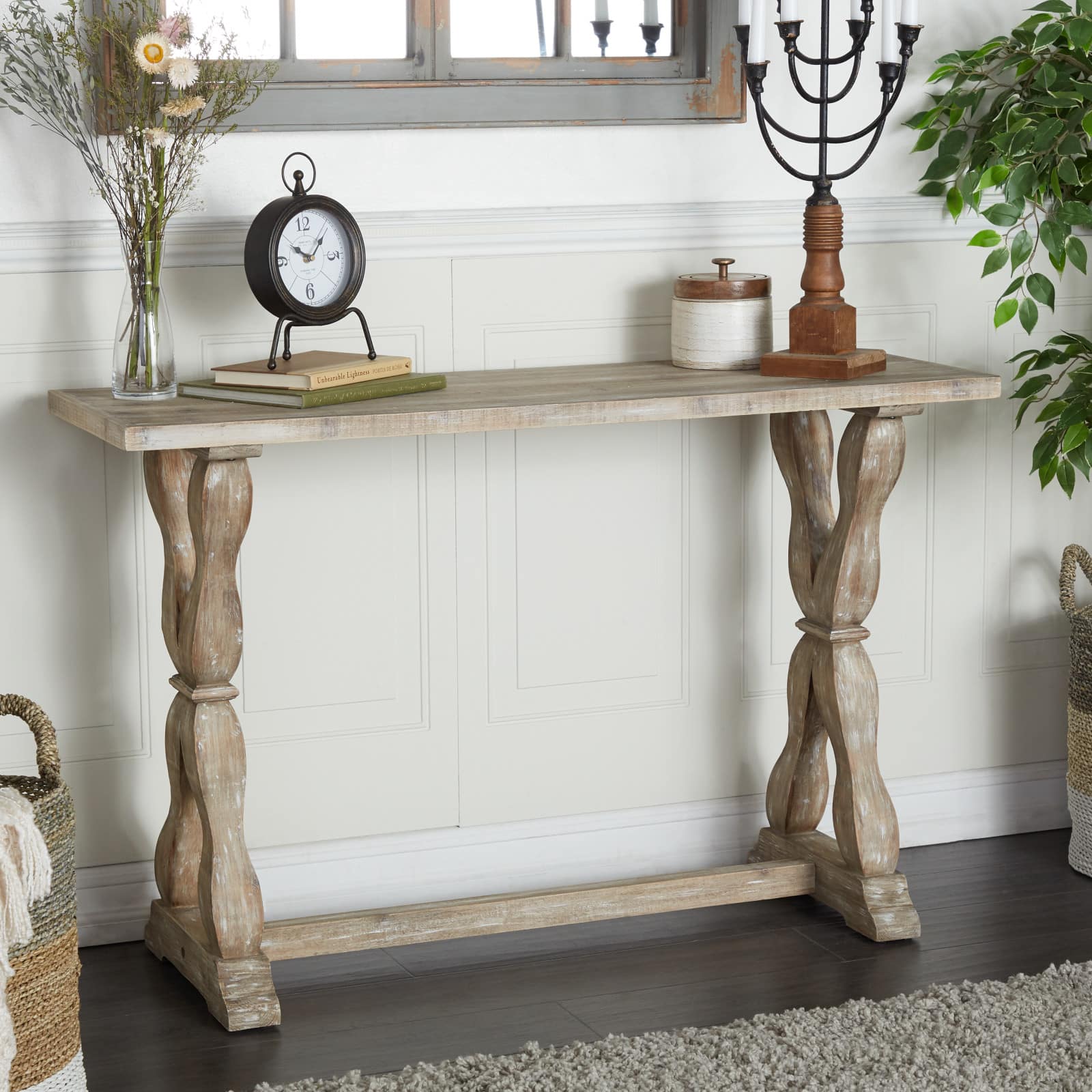 Brown Fir Farmhouse Console Table, 32&#x22; x 48&#x22; x 16&#x22;