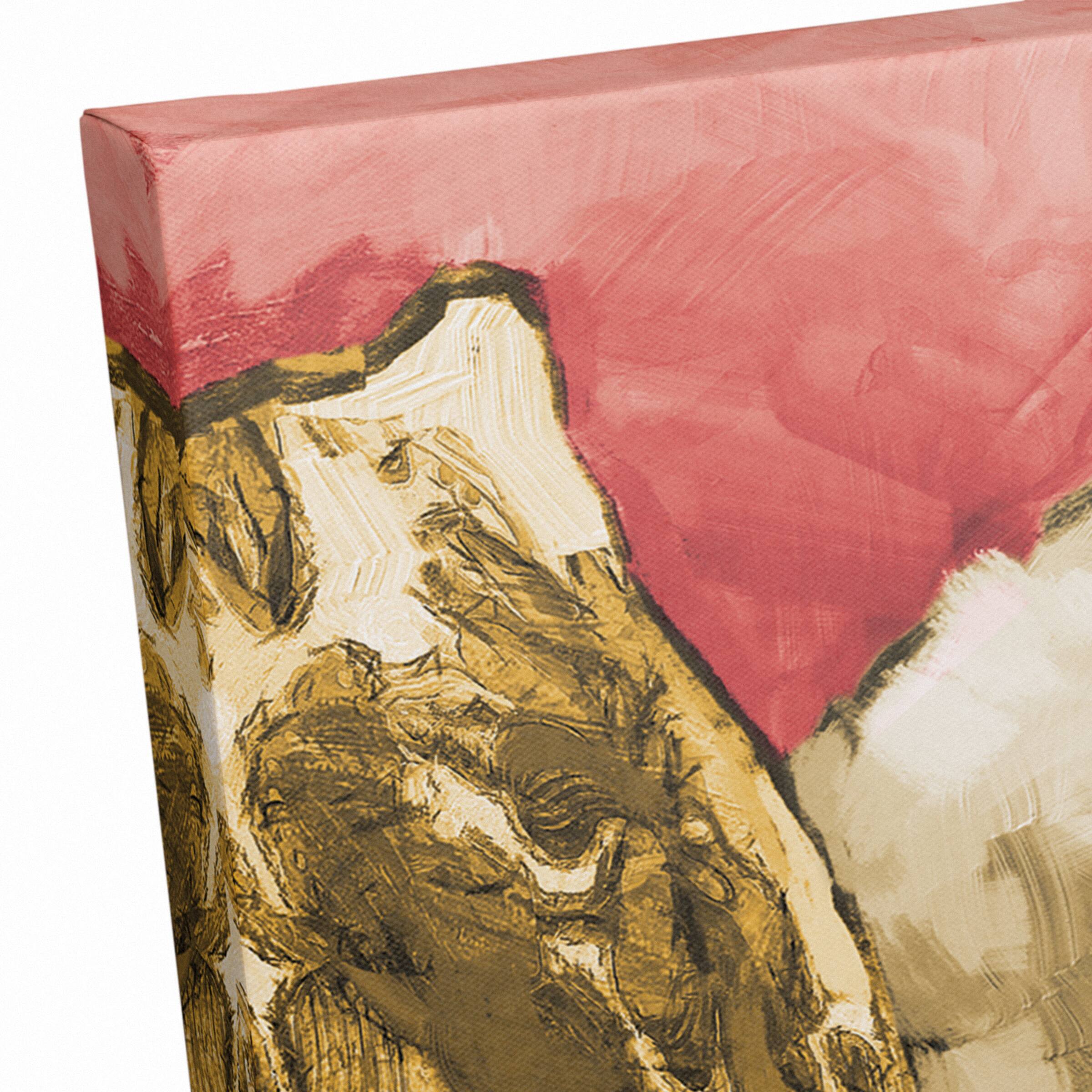 Painted Golden Retriever Couch 2 Canvas Wall Art