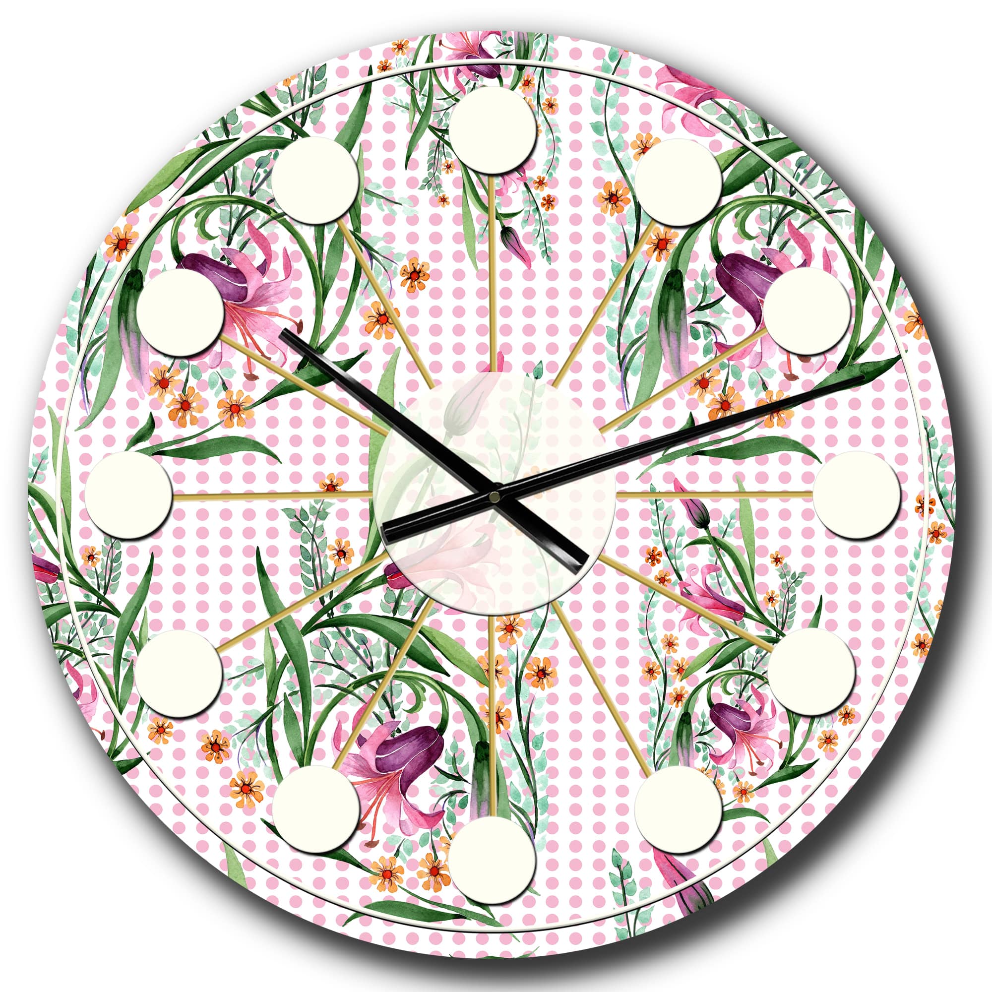 Designart Floral Botanical Retro X Mid-Century Modern Wall Clock