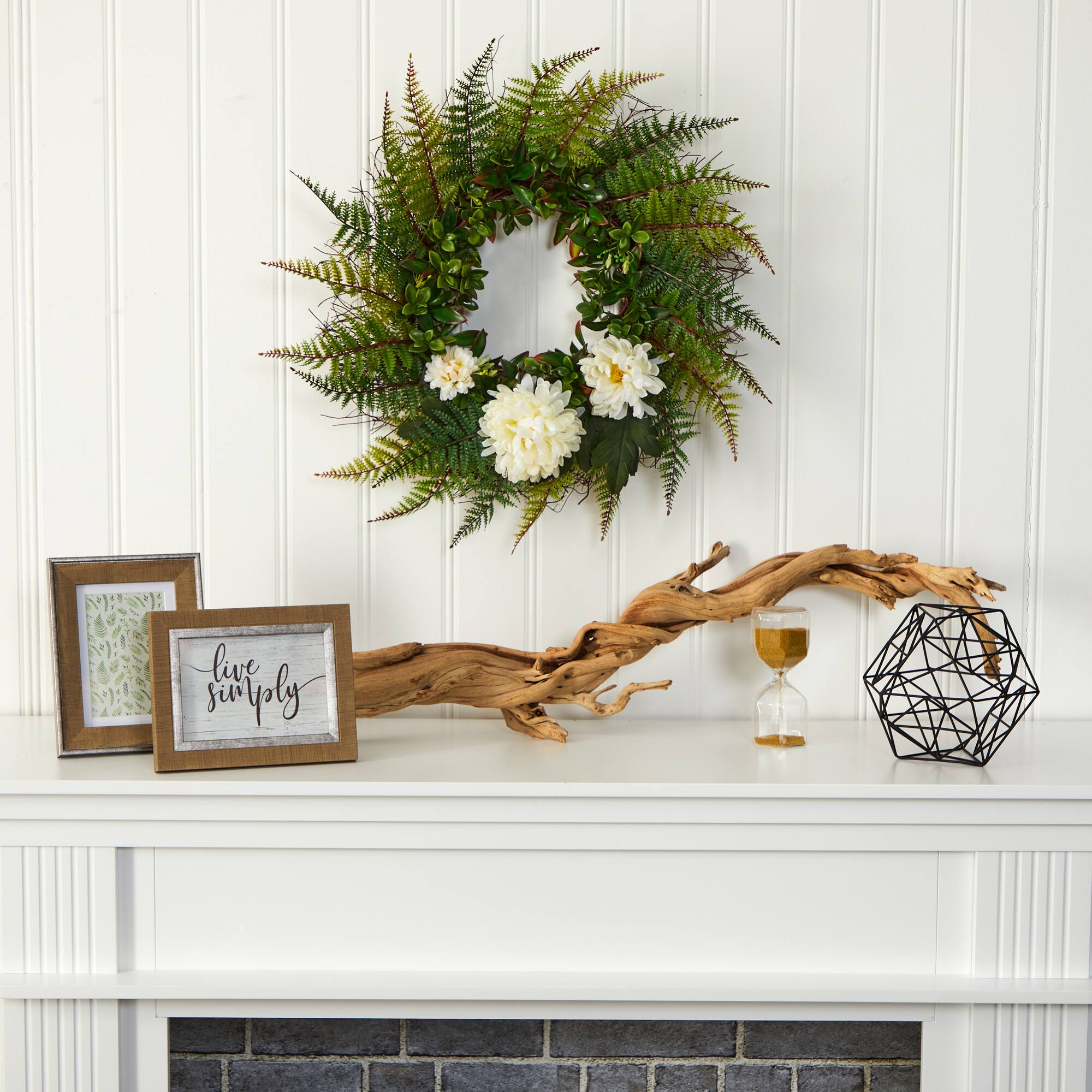 23&#x22; Fern &#x26; Chrysanthemum Wreath