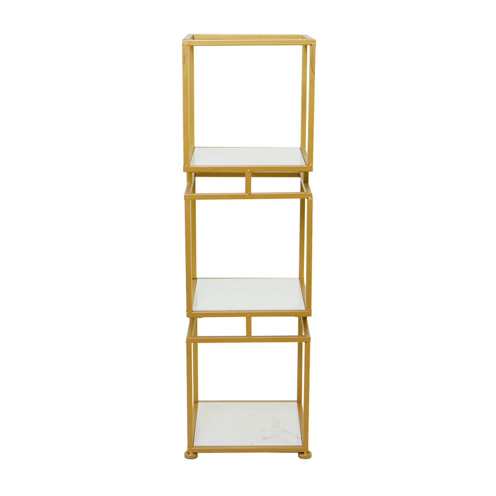 Gold Marble Glam Shelving Unit, 39" x 12" x 12"