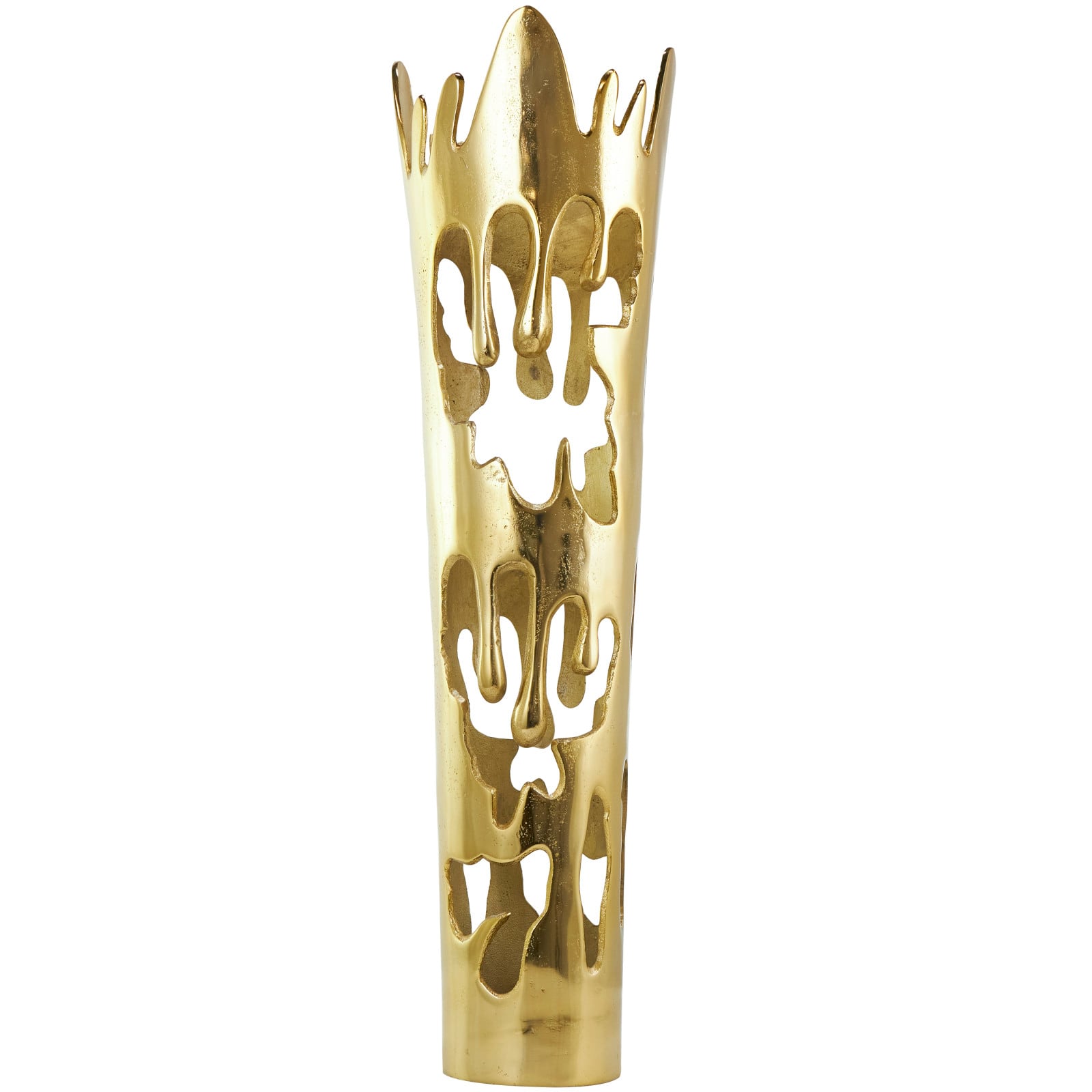 31" Gold Aluminum Drip Vase with Melting Designed Body