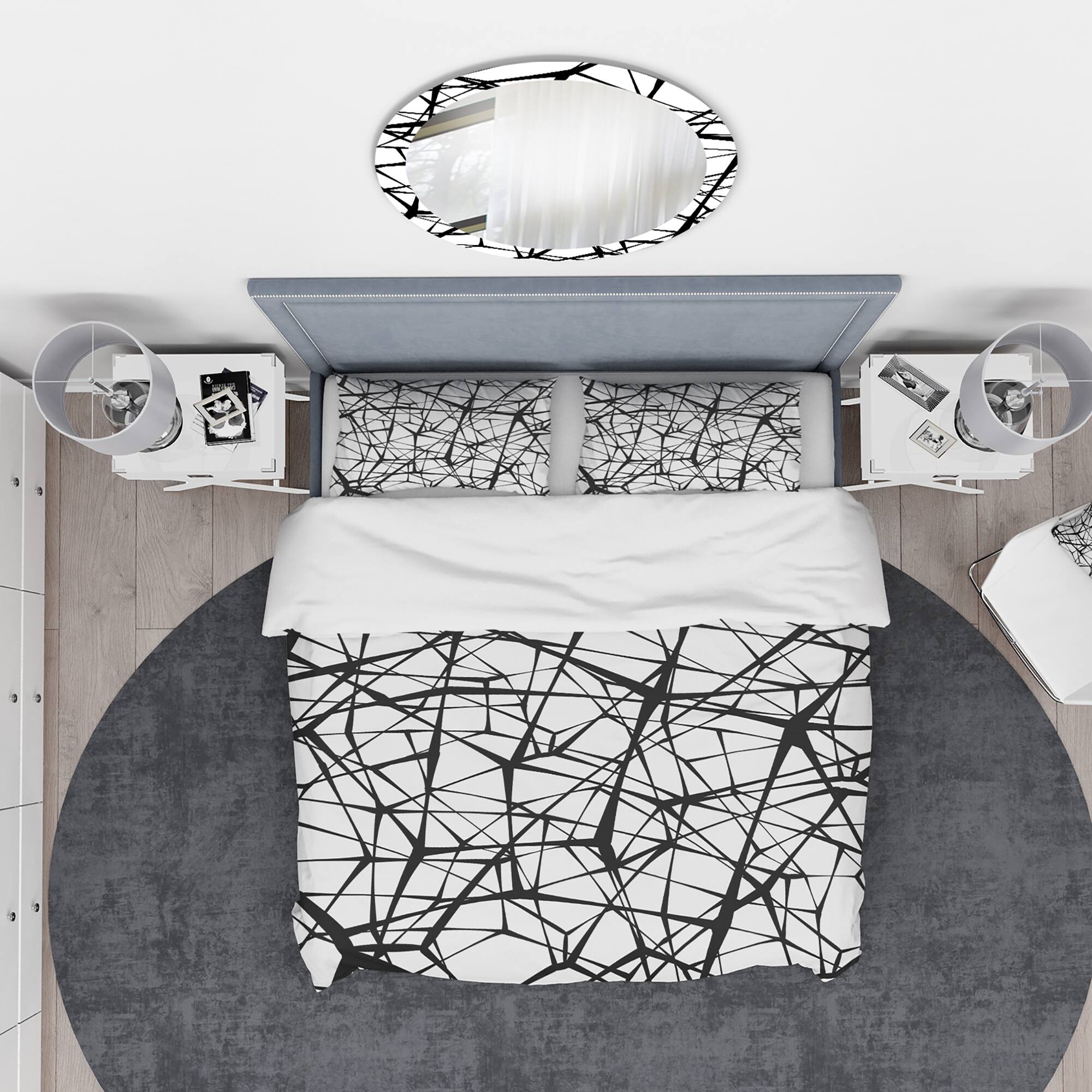 Designart &#x27;Geometric Pattern with Circles&#x27; Modern &#x26; Contemporary Bedding Set - Duvet Cover &#x26; Shams