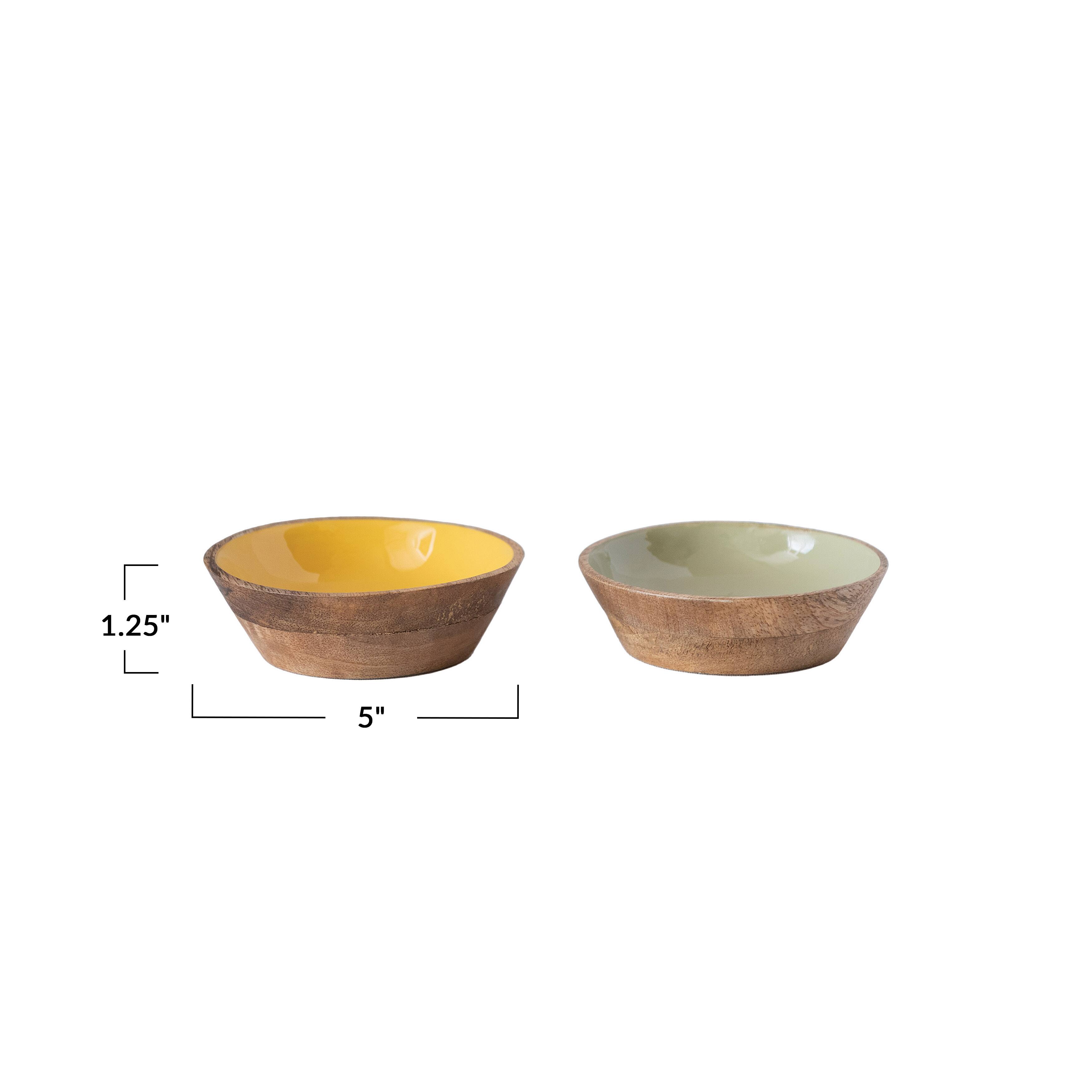 Hello Honey® Enameled Mango Wood Bowl Set