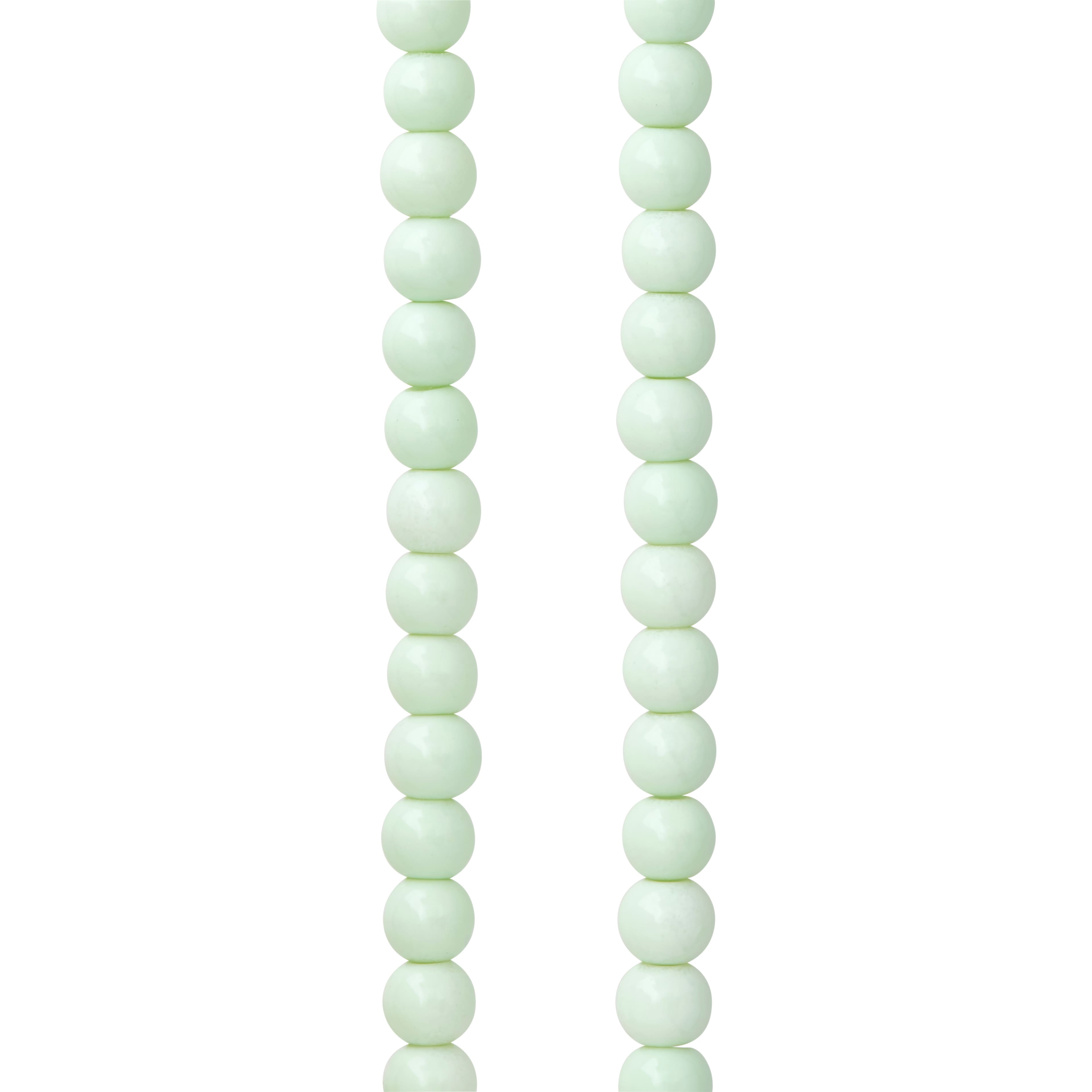 Mint Glass Round Beads, 6mm by Bead Landing™