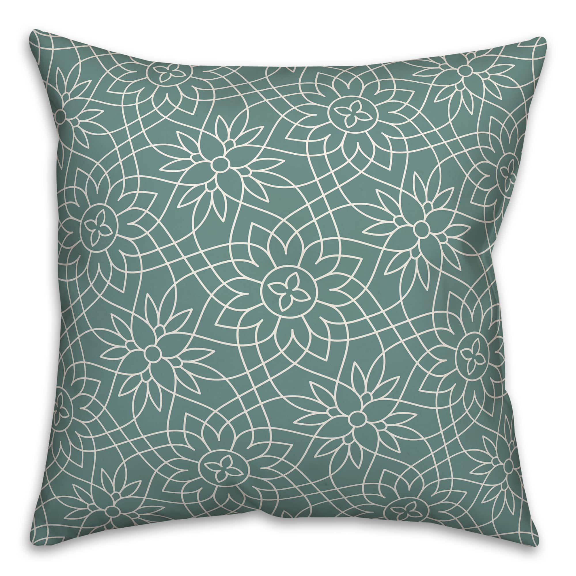 Teal Florals Throw Pillow