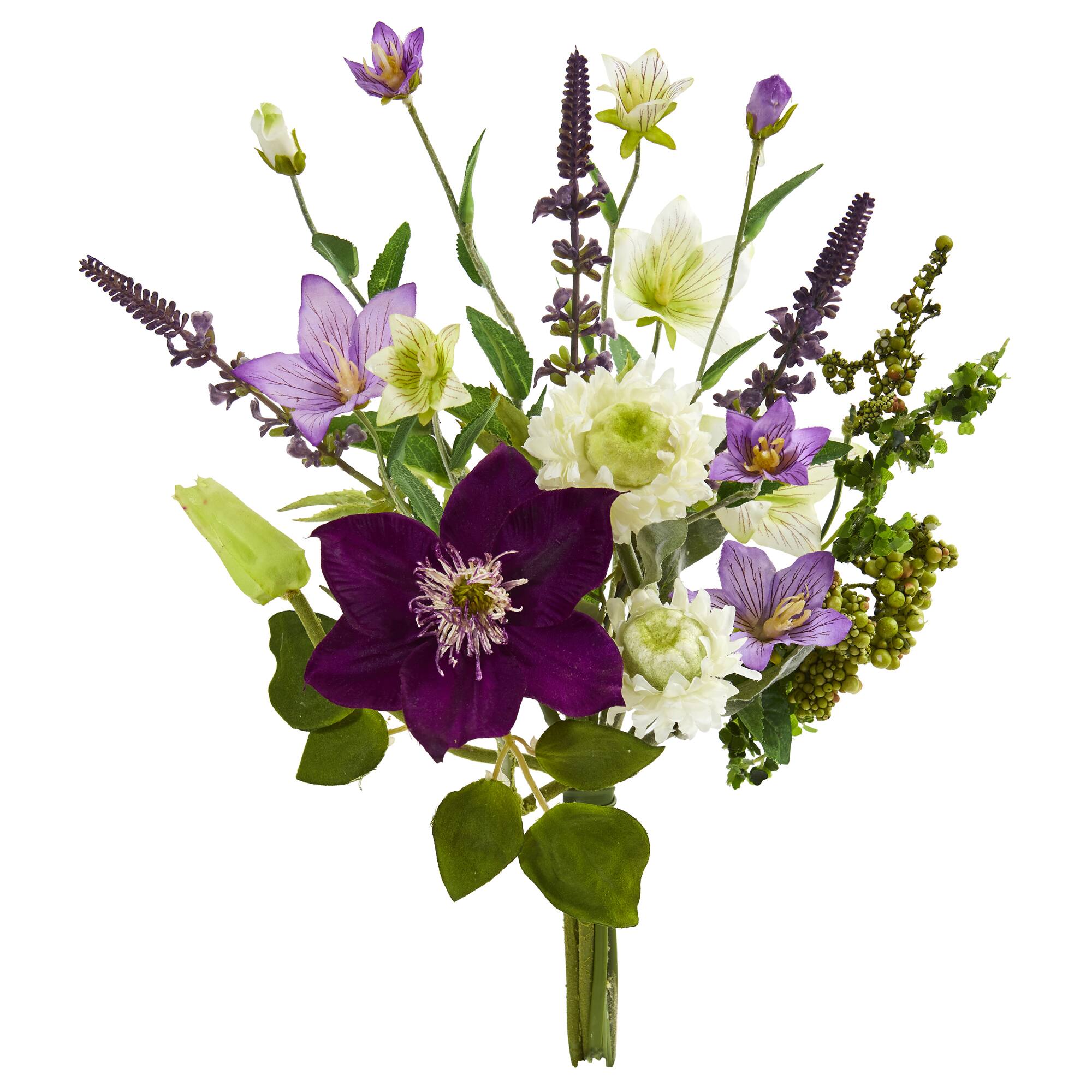 16" Mixed Artificial Flower Bouquet (Set of 4)