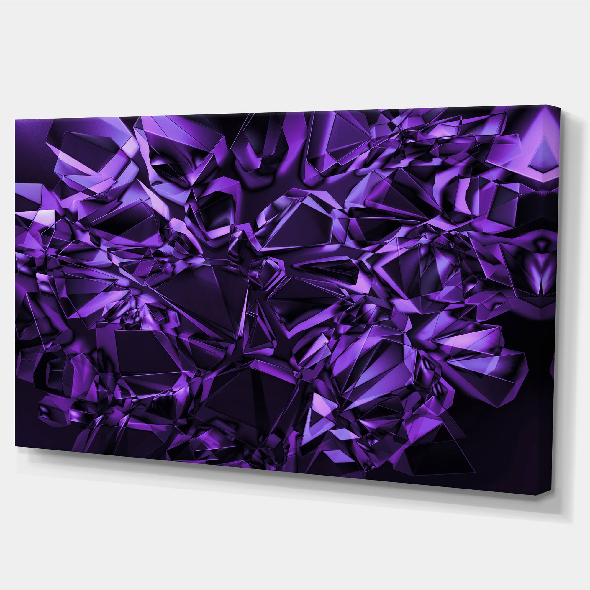 Designart - Purple Crystal Texture Design - Oversized Abstract Canvas Art Print