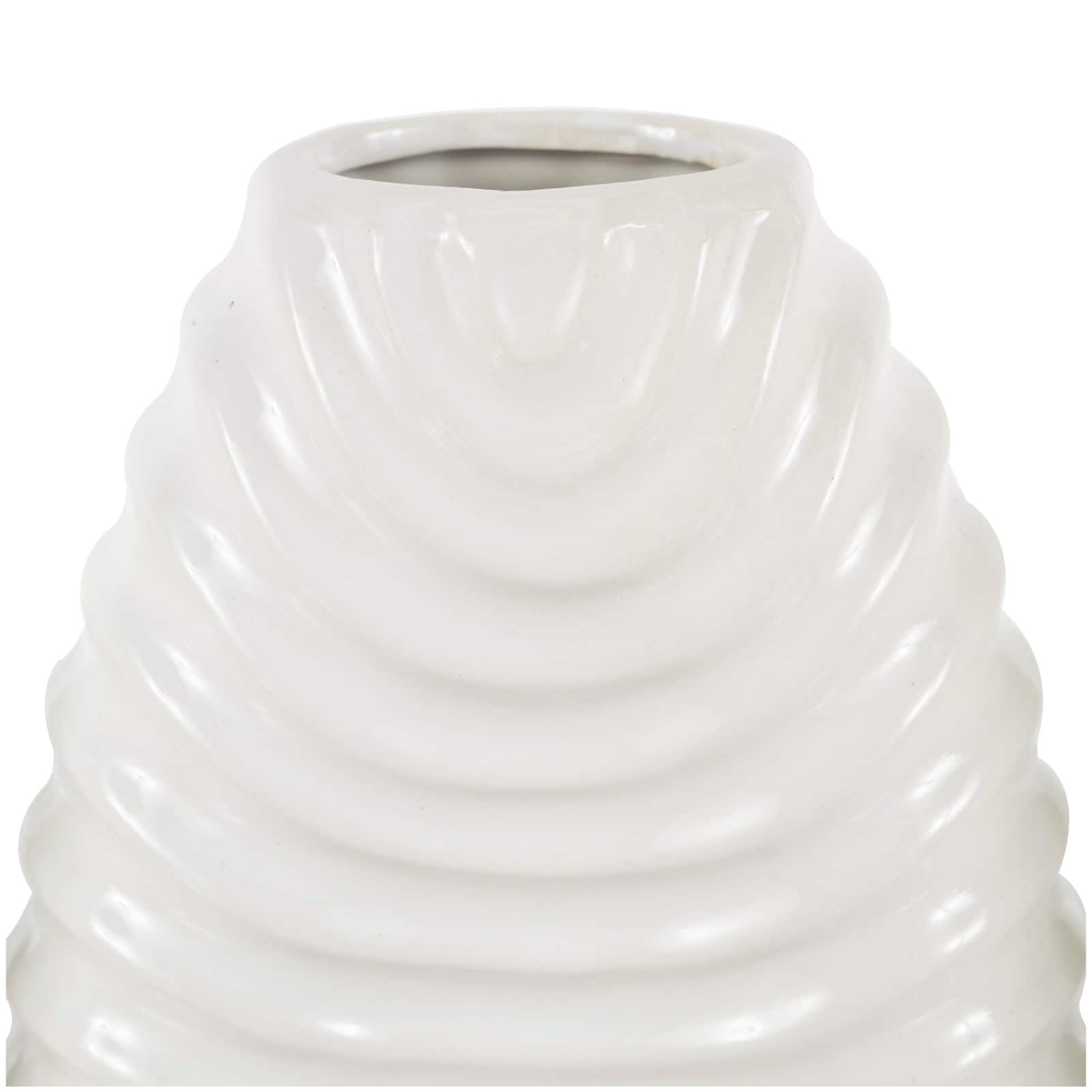 White Ceramic Dimensional Ribbed Vase with Varying Shapes Set