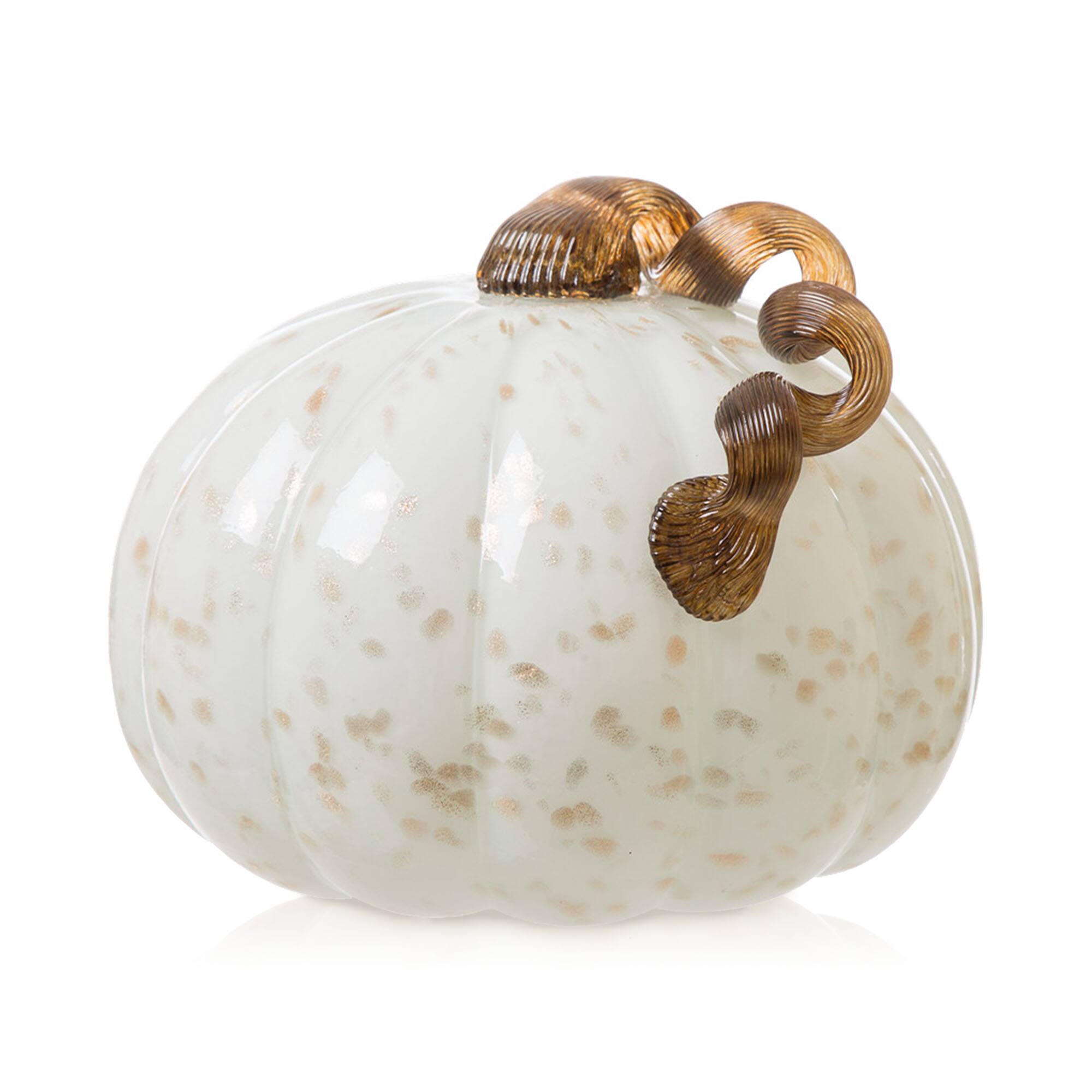 Glitzhome® Glass Pumpkin, Golden & White 
