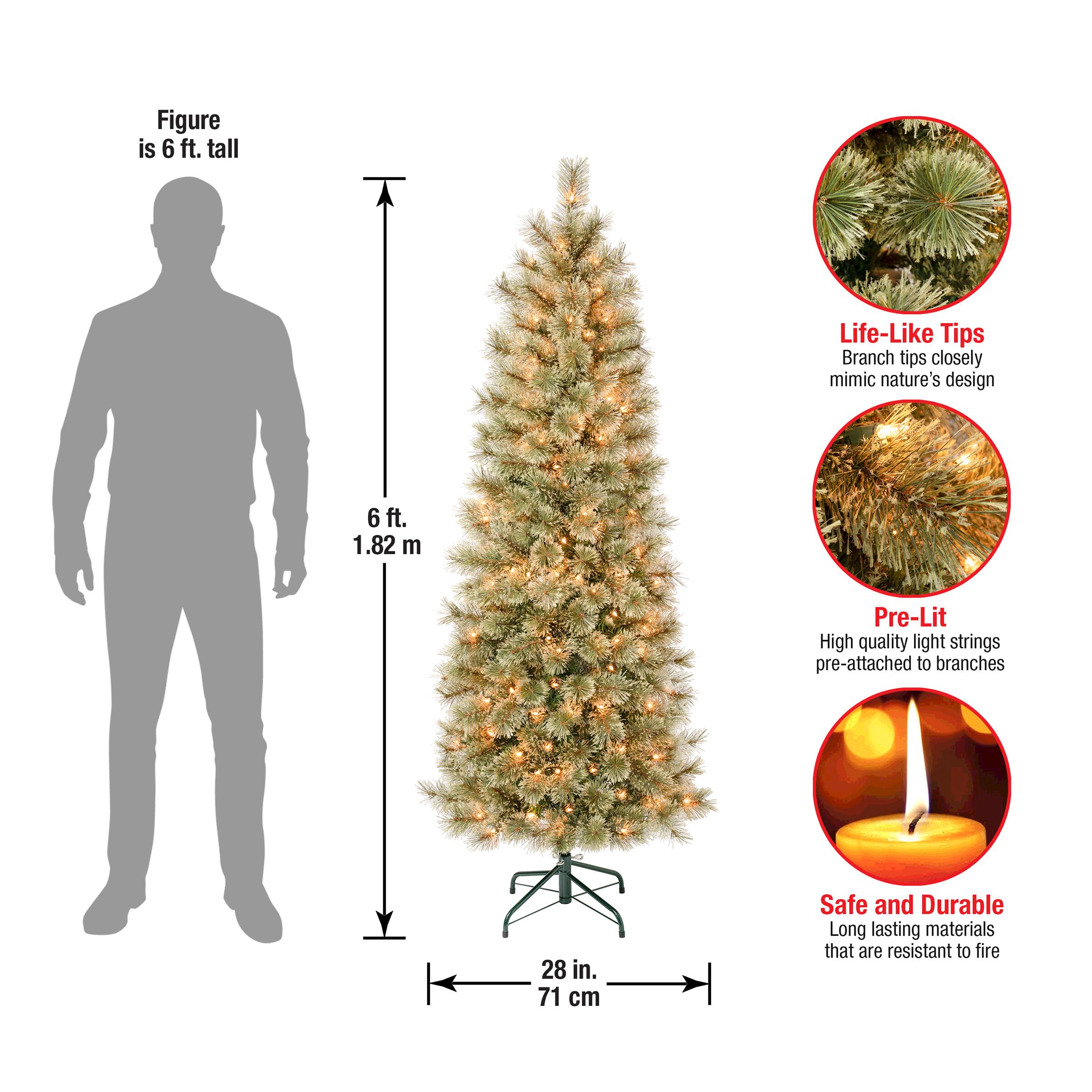 6ft. Pre-Lit Arcadia Cashmere Pine Slim Artificial Christmas Tree, Clear Lights
