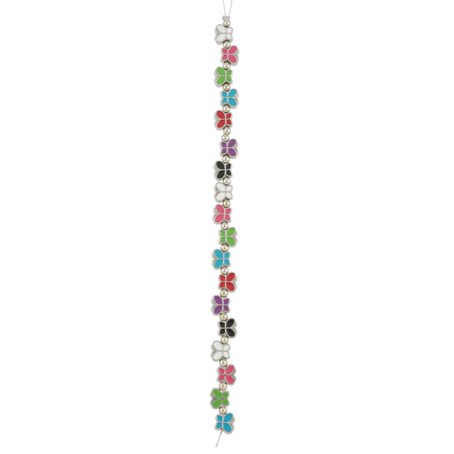 12 Packs: 18 ct. (216 total) Multicolor Enamel Metal Butterfly Beads, 8mm by Bead Landing™