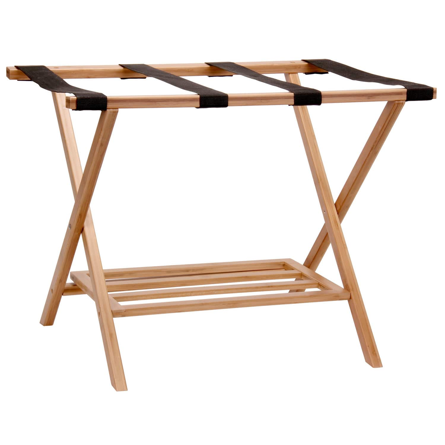 Household Essentials Fully Assembled Folding Luggage Rack with Shelf