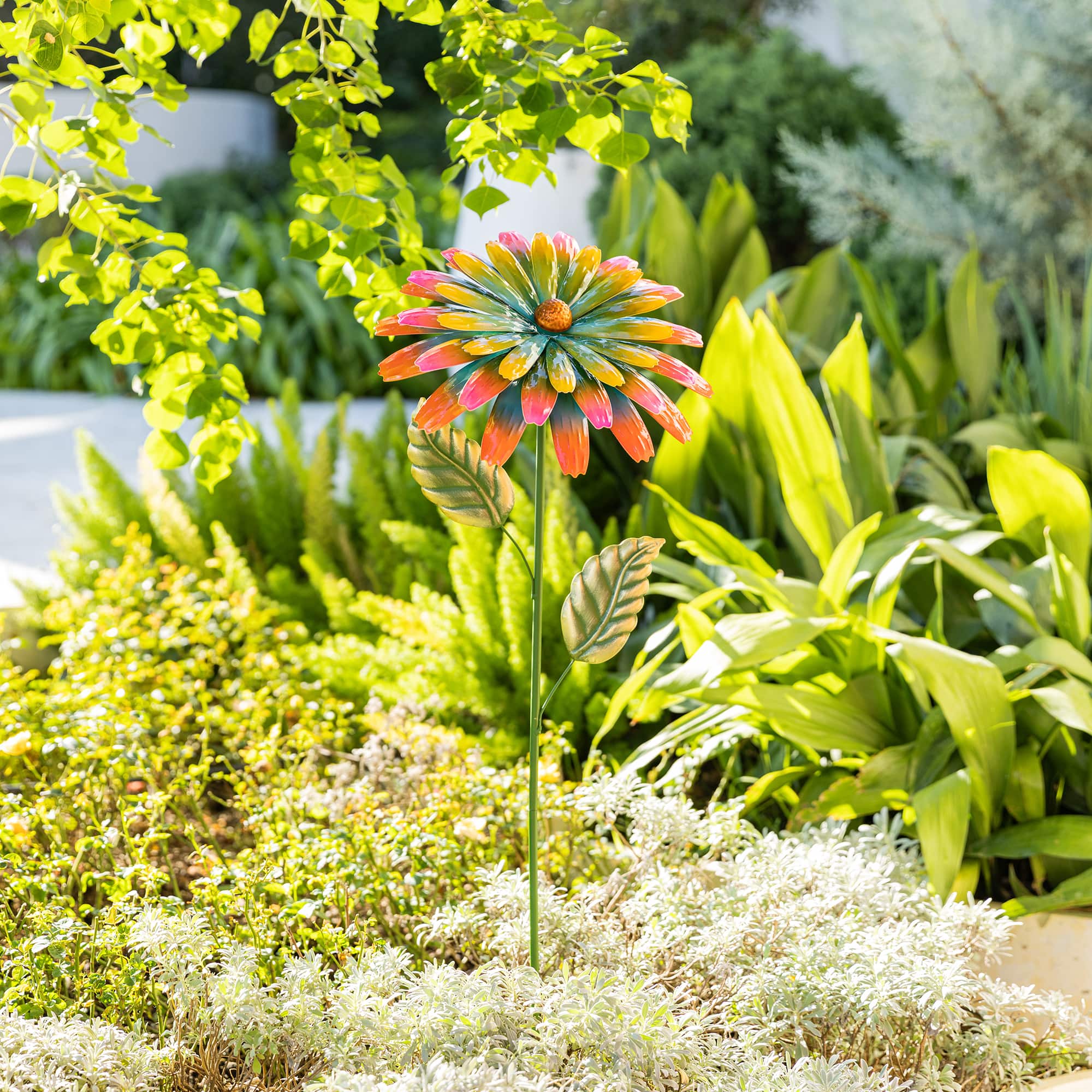 Glitzhome® 41" Multi Garden Painted Metal Flower Garden Yard Stake