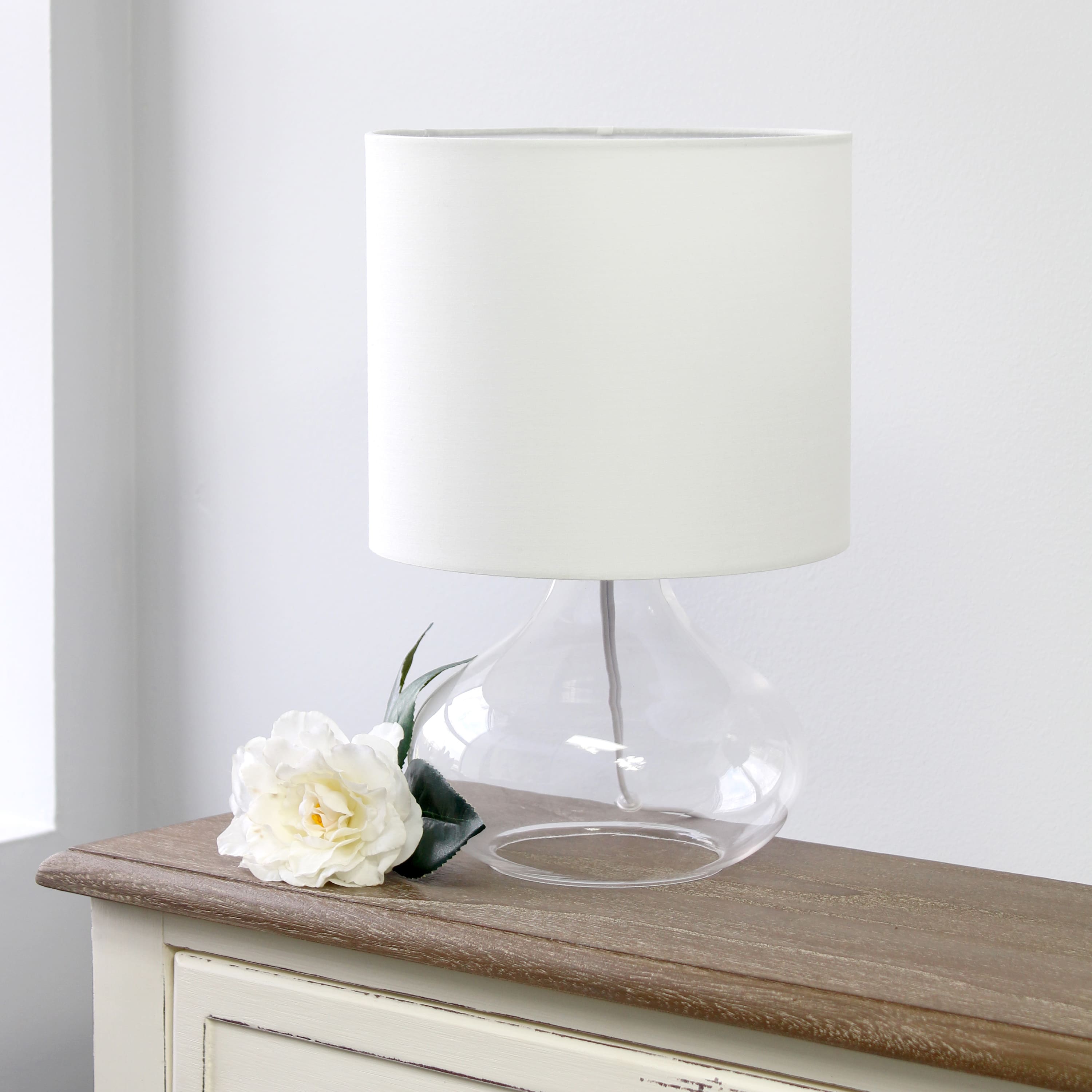 Simple Designs™ 14" Glass Raindrop Table Lamp with White Shade