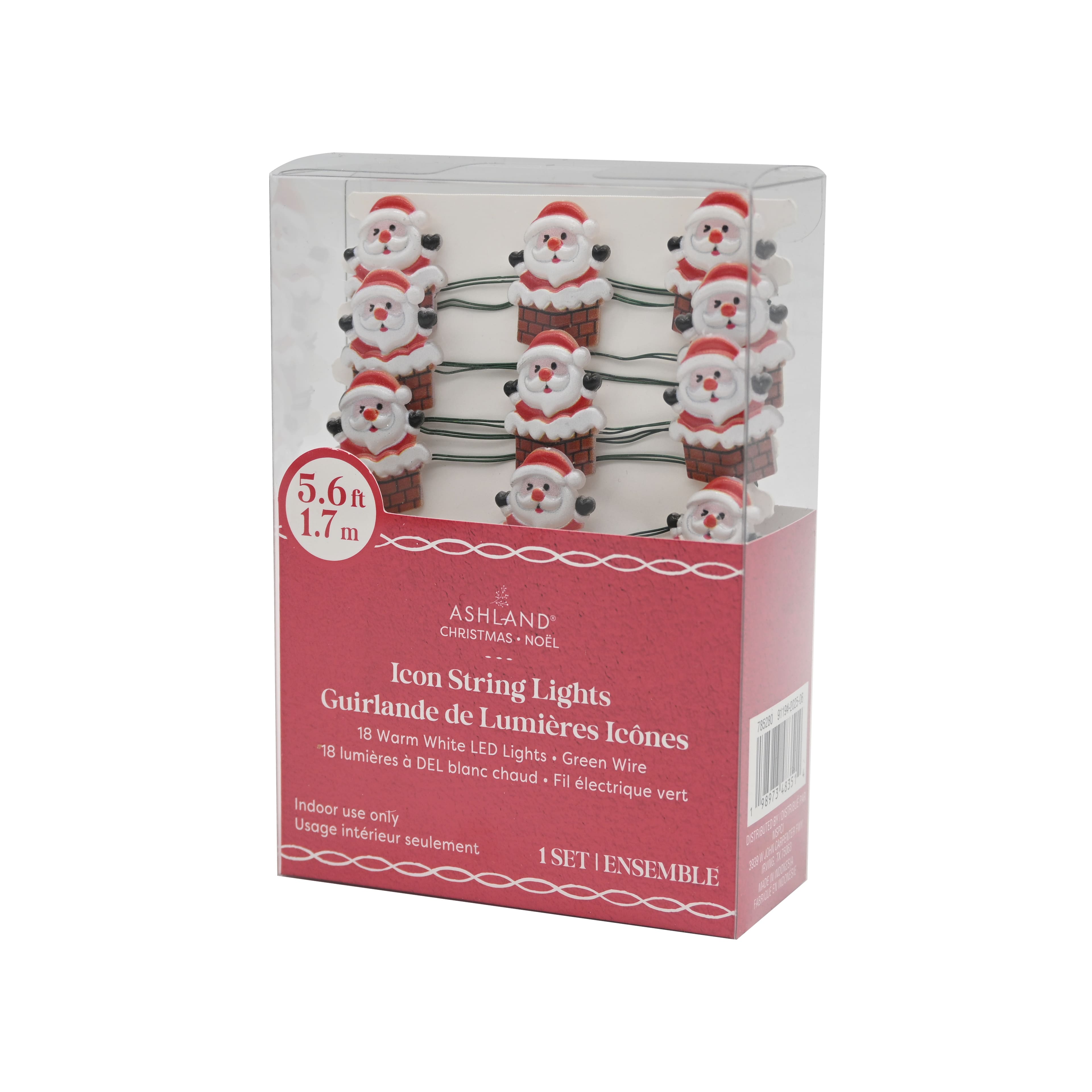 18ct. Warm White LED Santa in Chimney String Lights on Silver Wire by Ashland&#xAE;