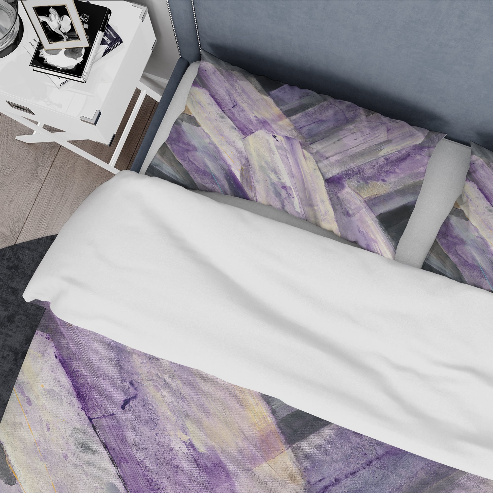Designart &#x27;Geometric Purple Glacier&#x27; Geometric Bedding Set - Duvet Cover &#x26; Shams