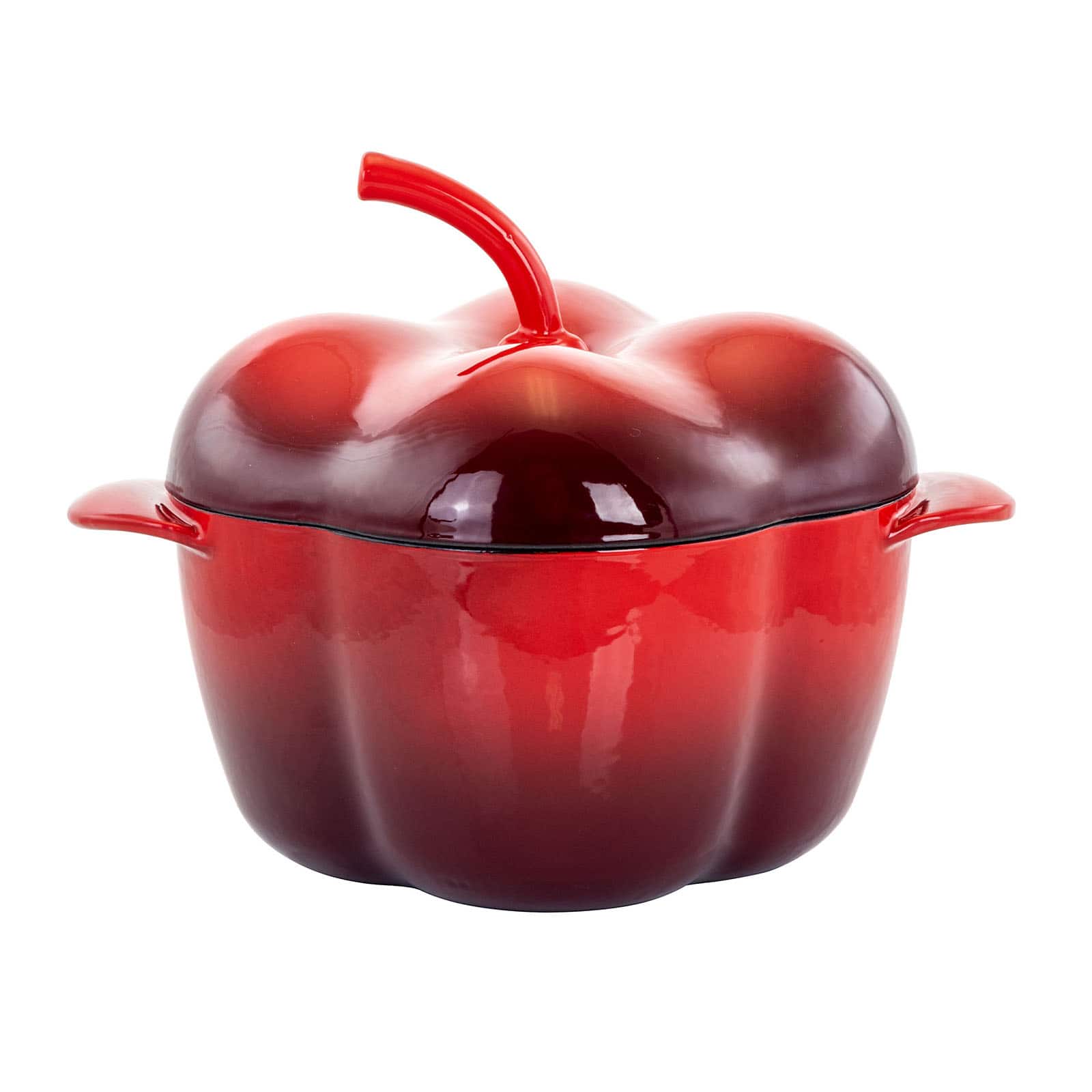MegaChef 3qt. Red Pepper Shaped Enameled Cast Iron Casserole