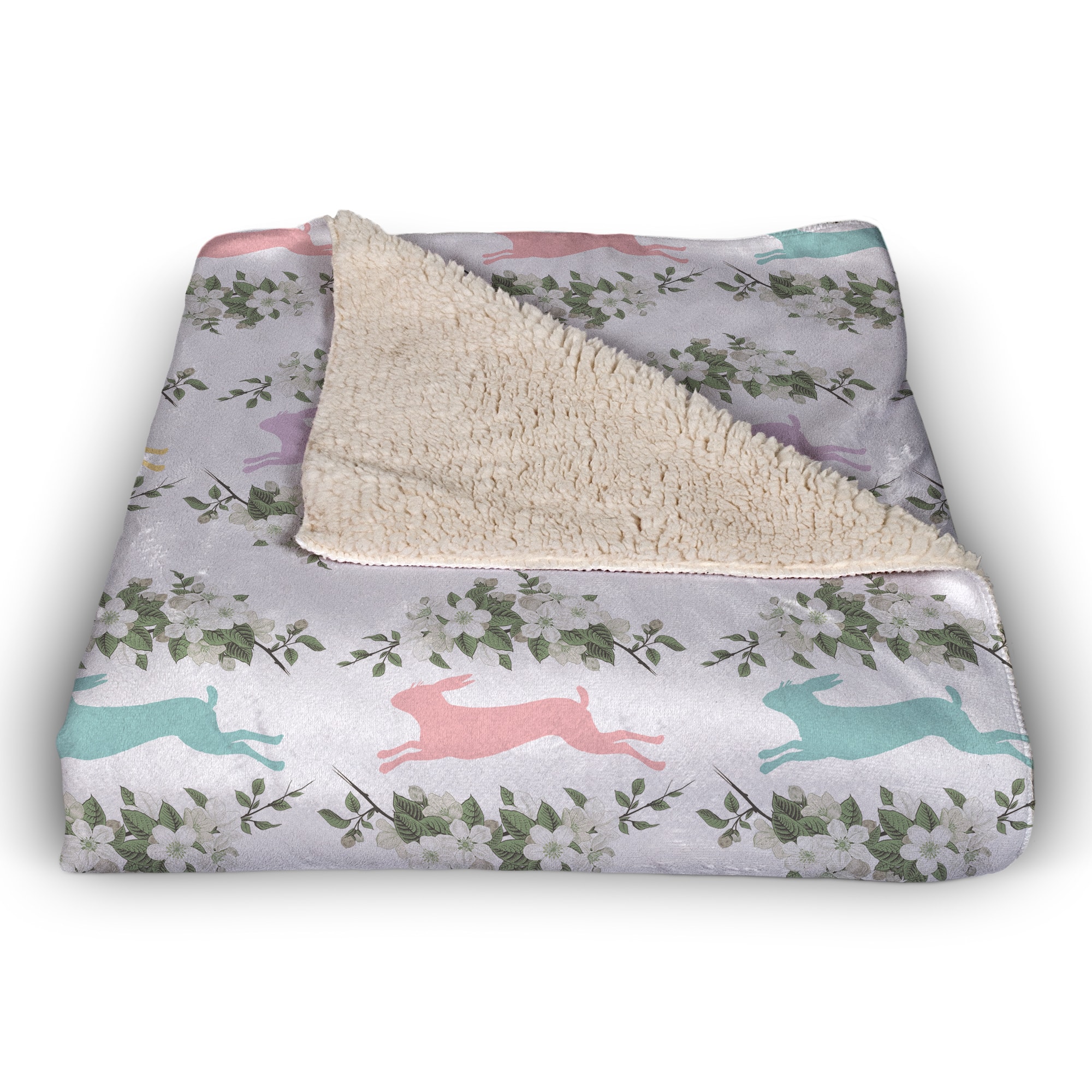 Pastel Rabbits Sherpa Fleece Blanket