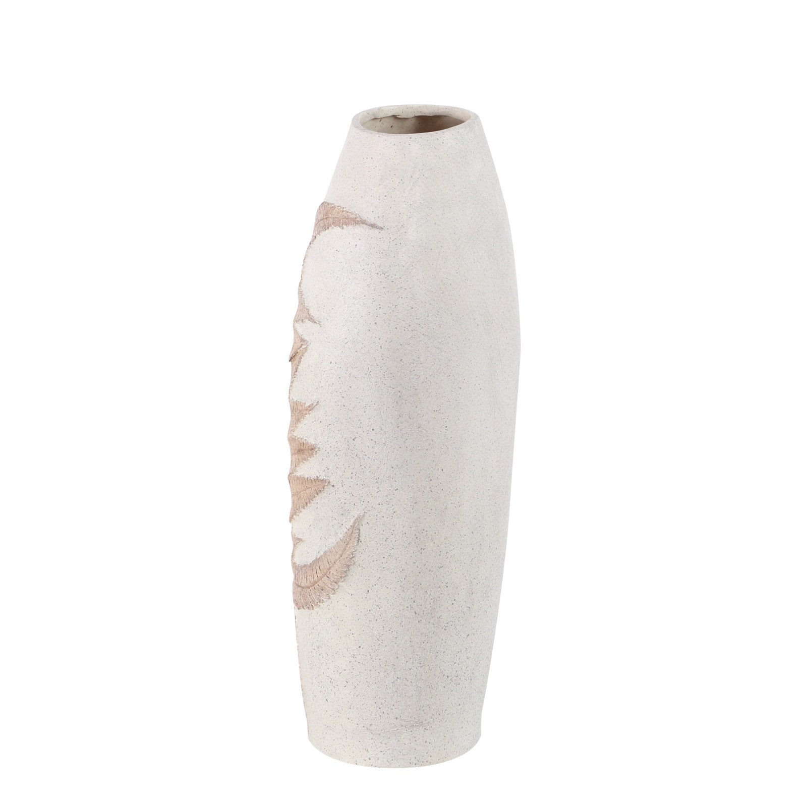 White Polystone Boho Style Vase, 18" x 10" x 6"