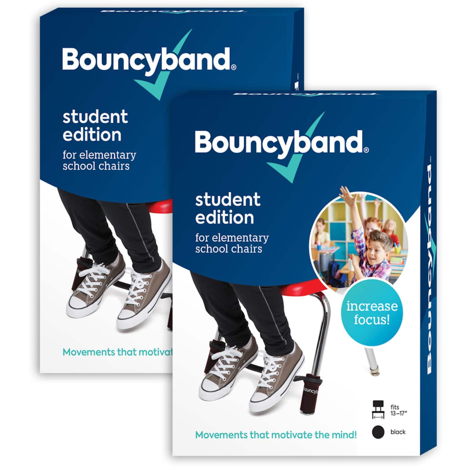 Bouncyband® Black Bands for Elementary School Chair, 2ct.