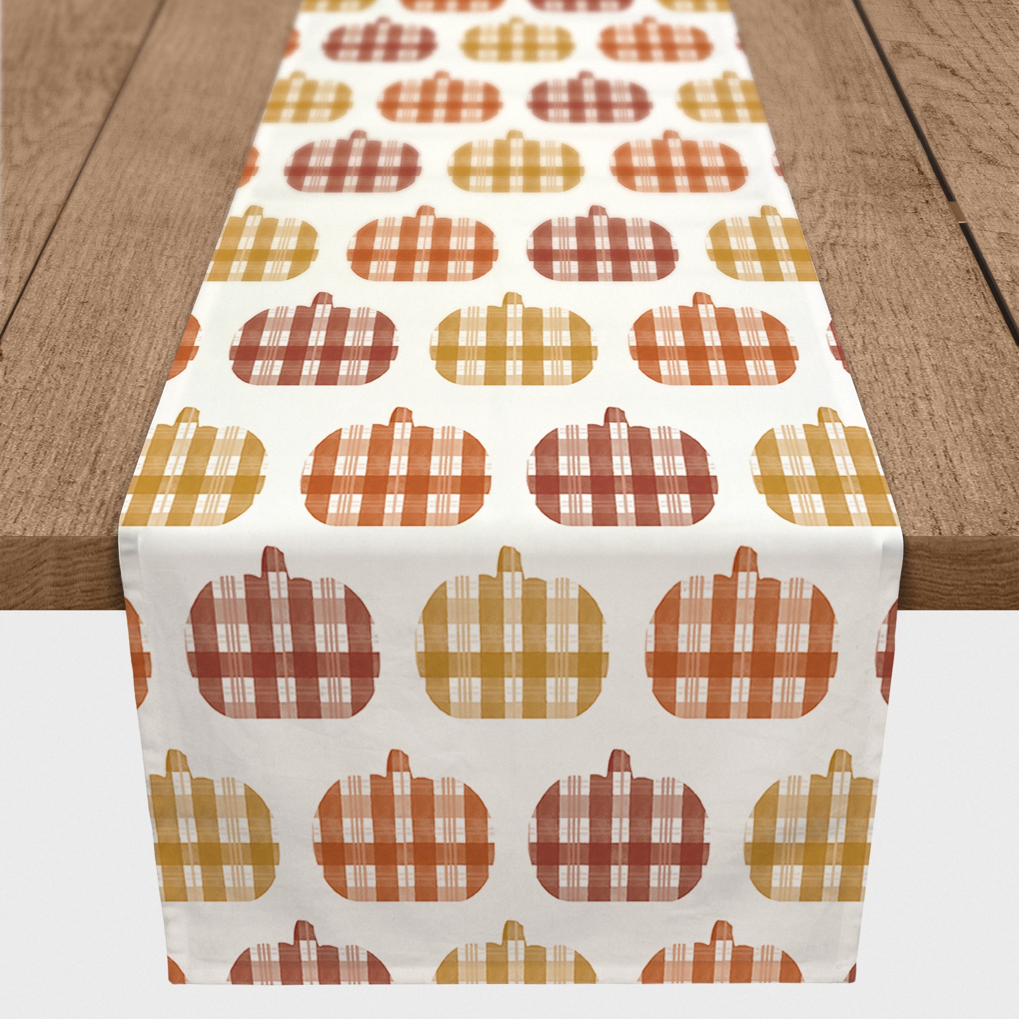 72&#x22; Plaid Pumpkins Poly Twill Table Runner