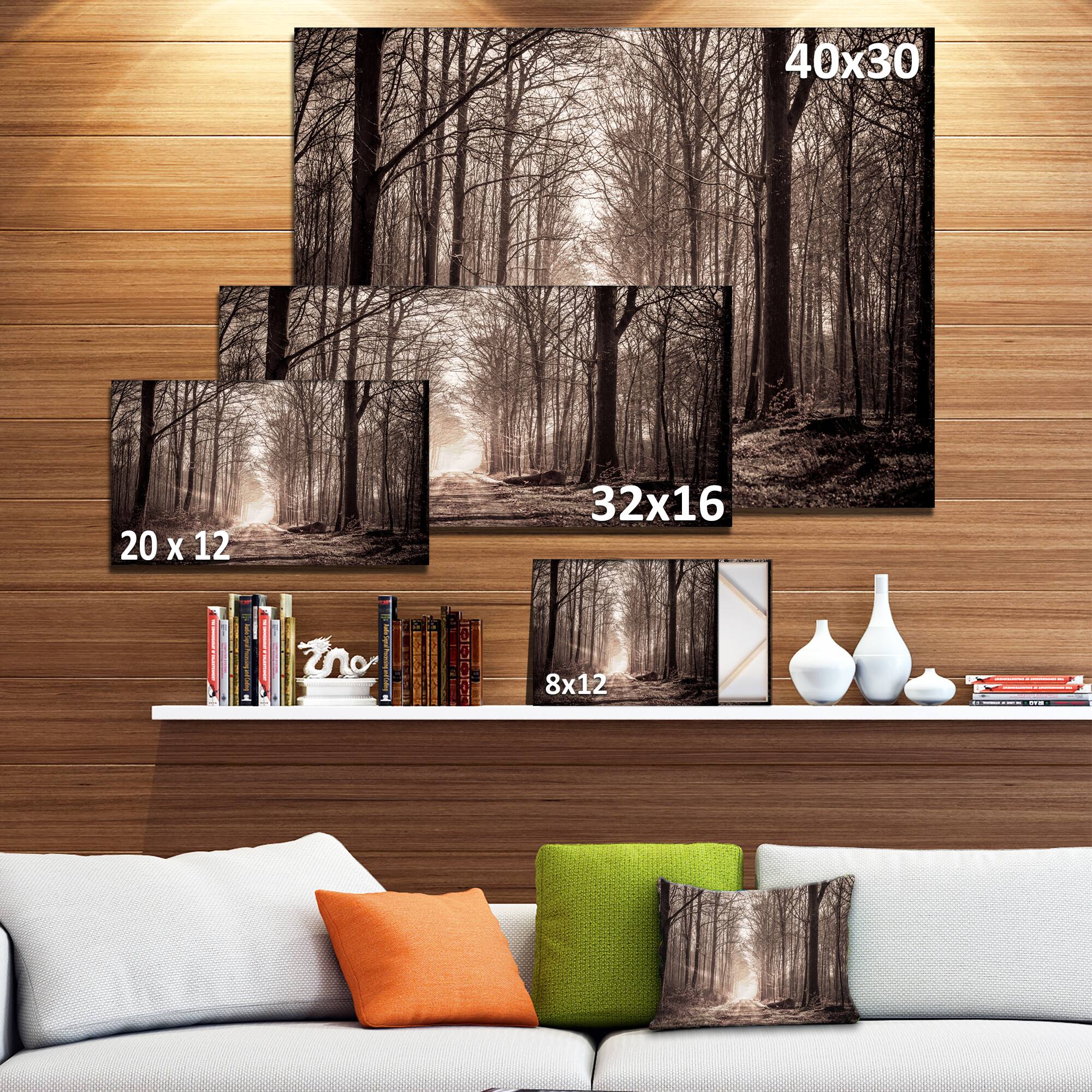 Designart - Forest Trail in Sepia - Landscape Photography Canvas Art Print