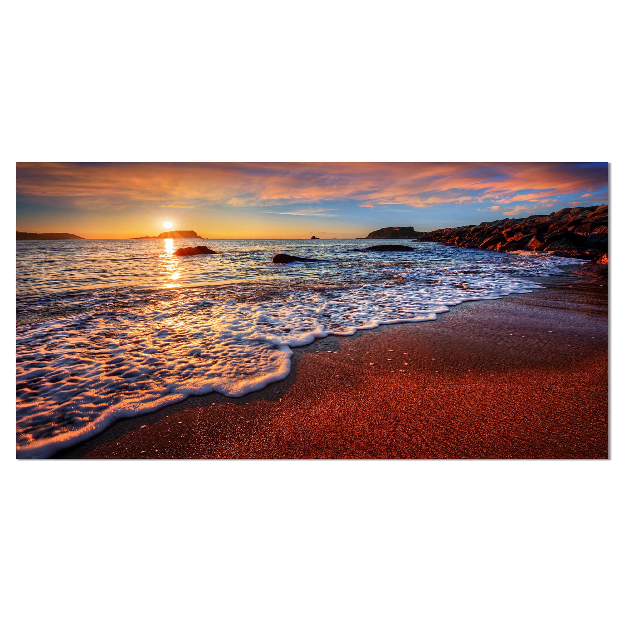 Designart - Stunning Ocean Beach at Sunset - Seashore Canvas Art Print