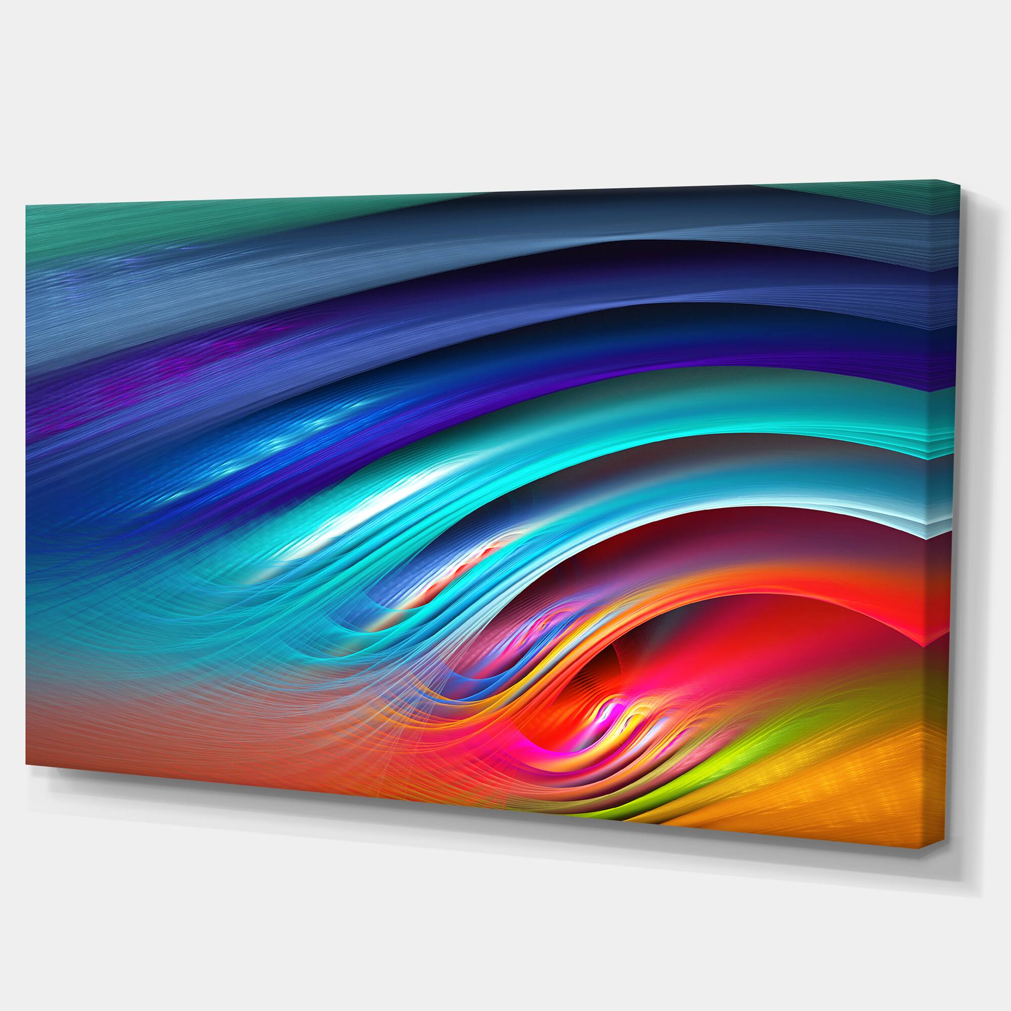 Designart - Beautiful Fractal Rainbow Waves - Floral Canvas Art Print