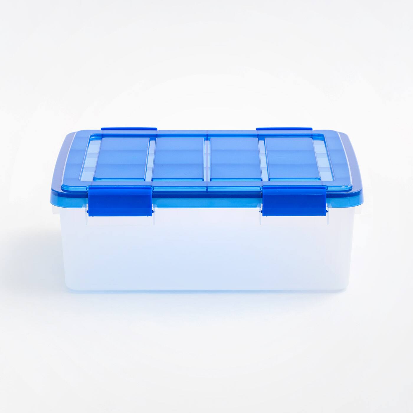 Iris® 6.5gal. Clear Plastic Storage Boxes With Blue Lid, 4 Pack