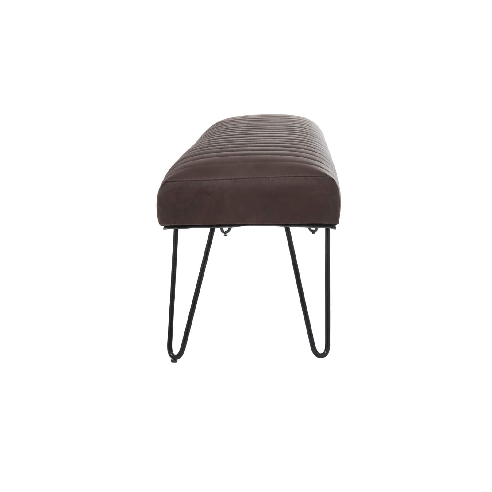 4ft. Dark Brown Leather Upholstered Bench with Hairpin Legs