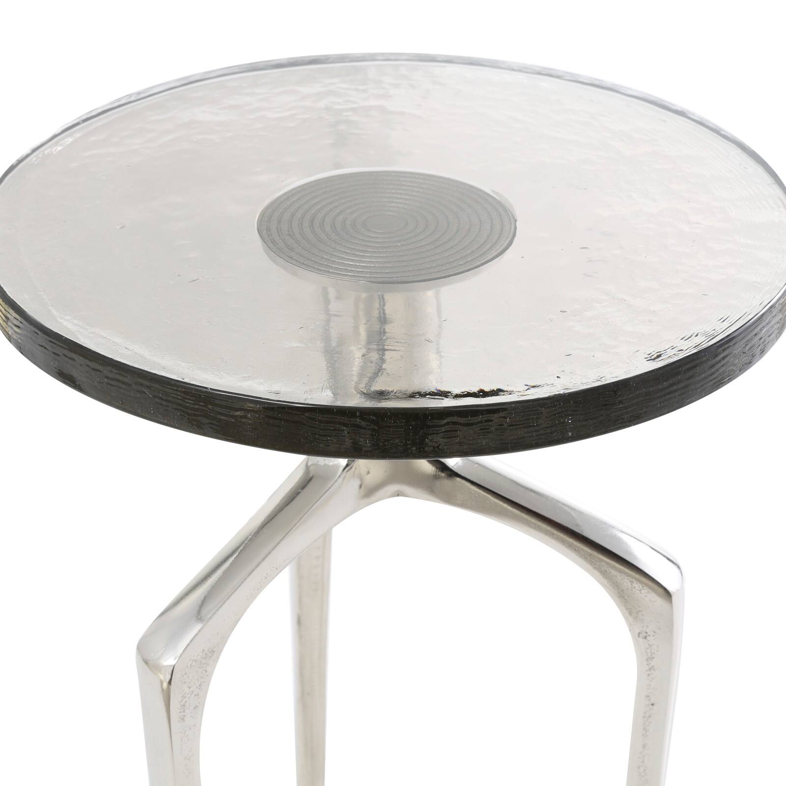 22&#x22; Accent Table with Textured Glass Tabletop