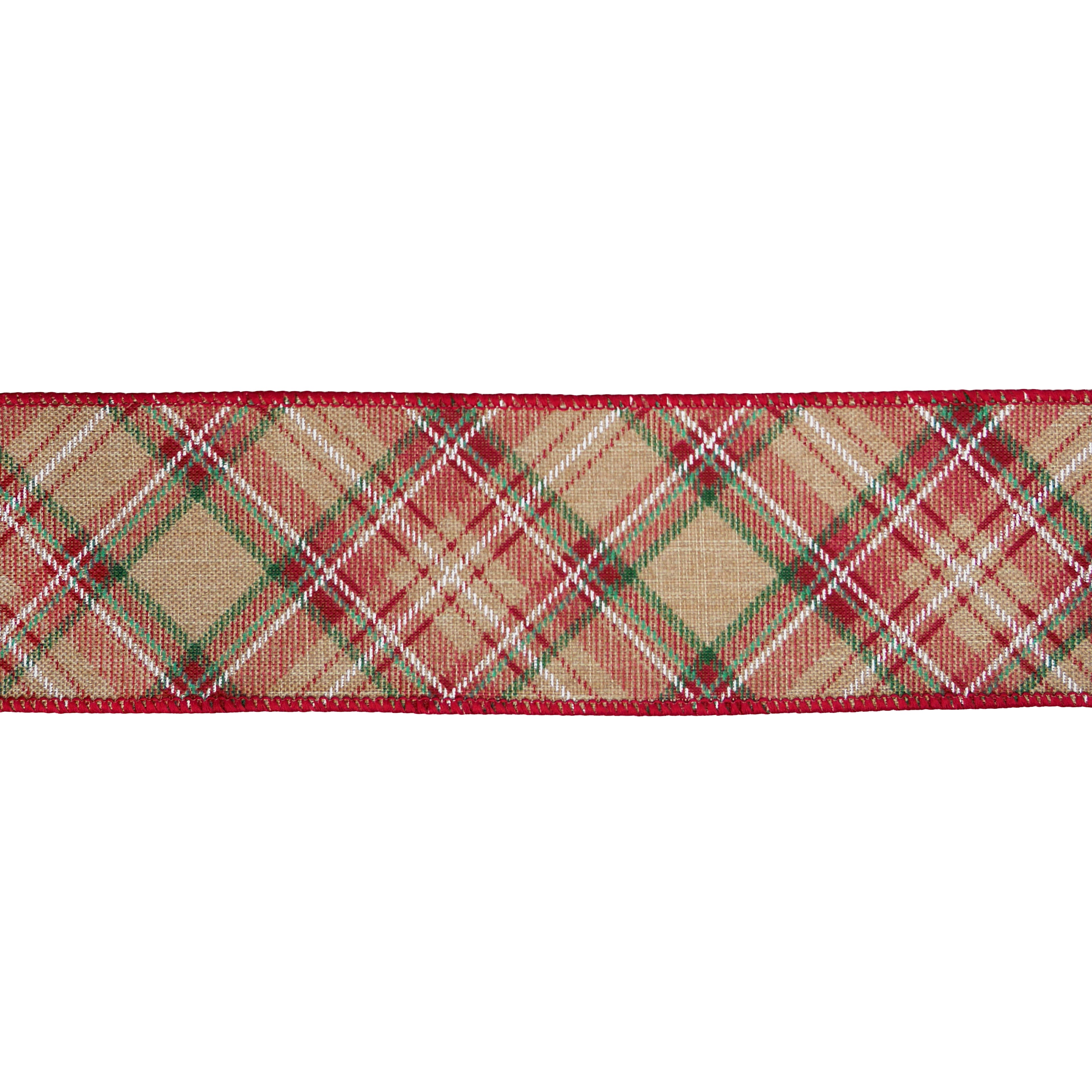 2.5&#x22; x 20ft. Plaid Faux Linen Wired Ribbon by Celebrate It&#xAE;
