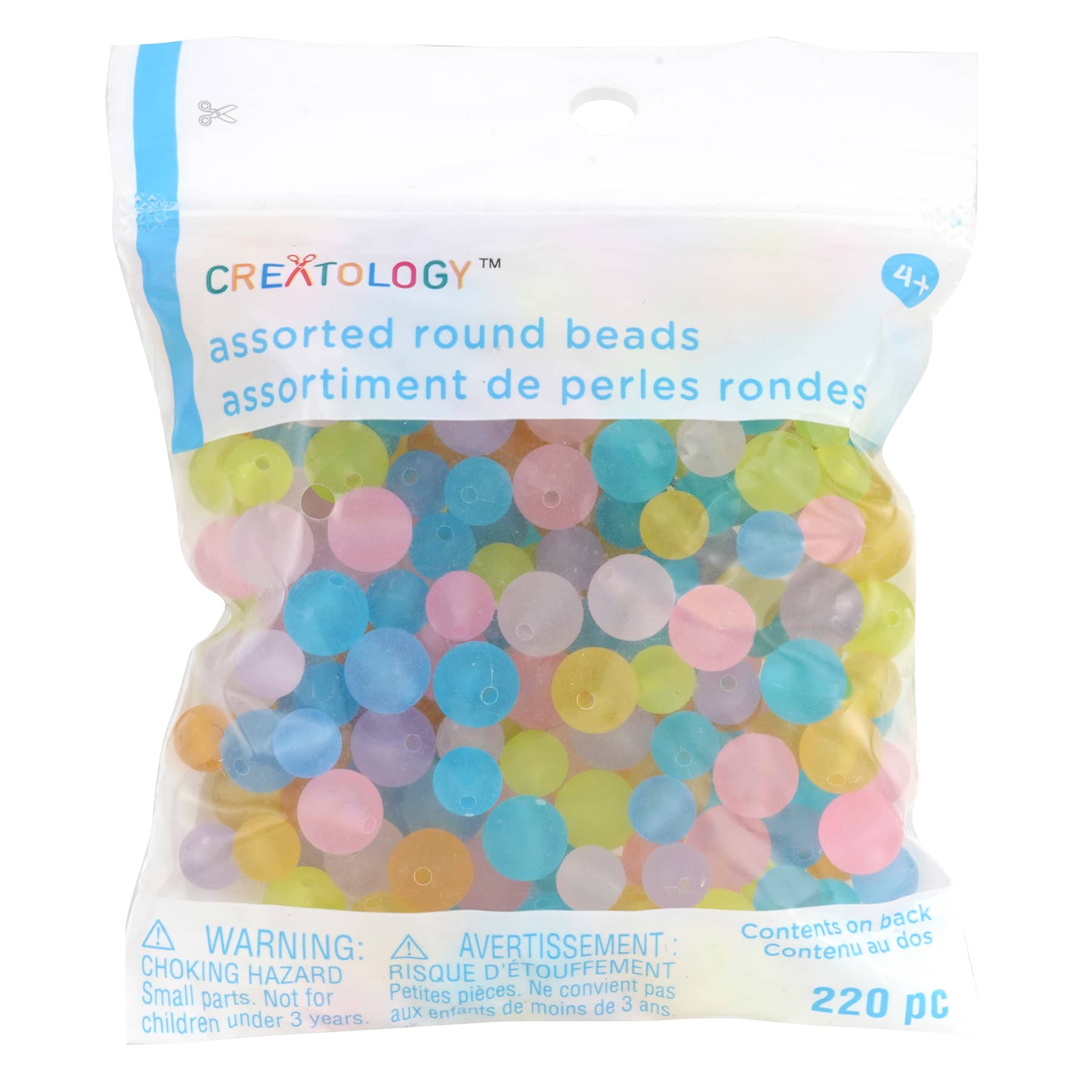 12 Packs: 220 ct. (2,640 total) Frosted Pastel Assorted Round Beads by Creatology&#x2122;