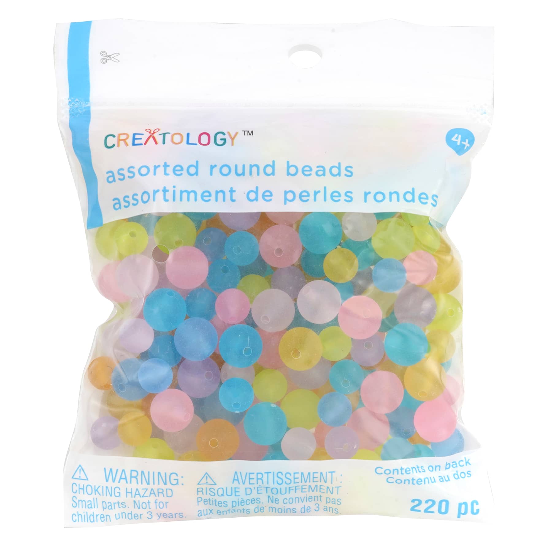 12 Packs: 220 ct. (2,640 total) Frosted Pastel Assorted Round Beads by Creatology™