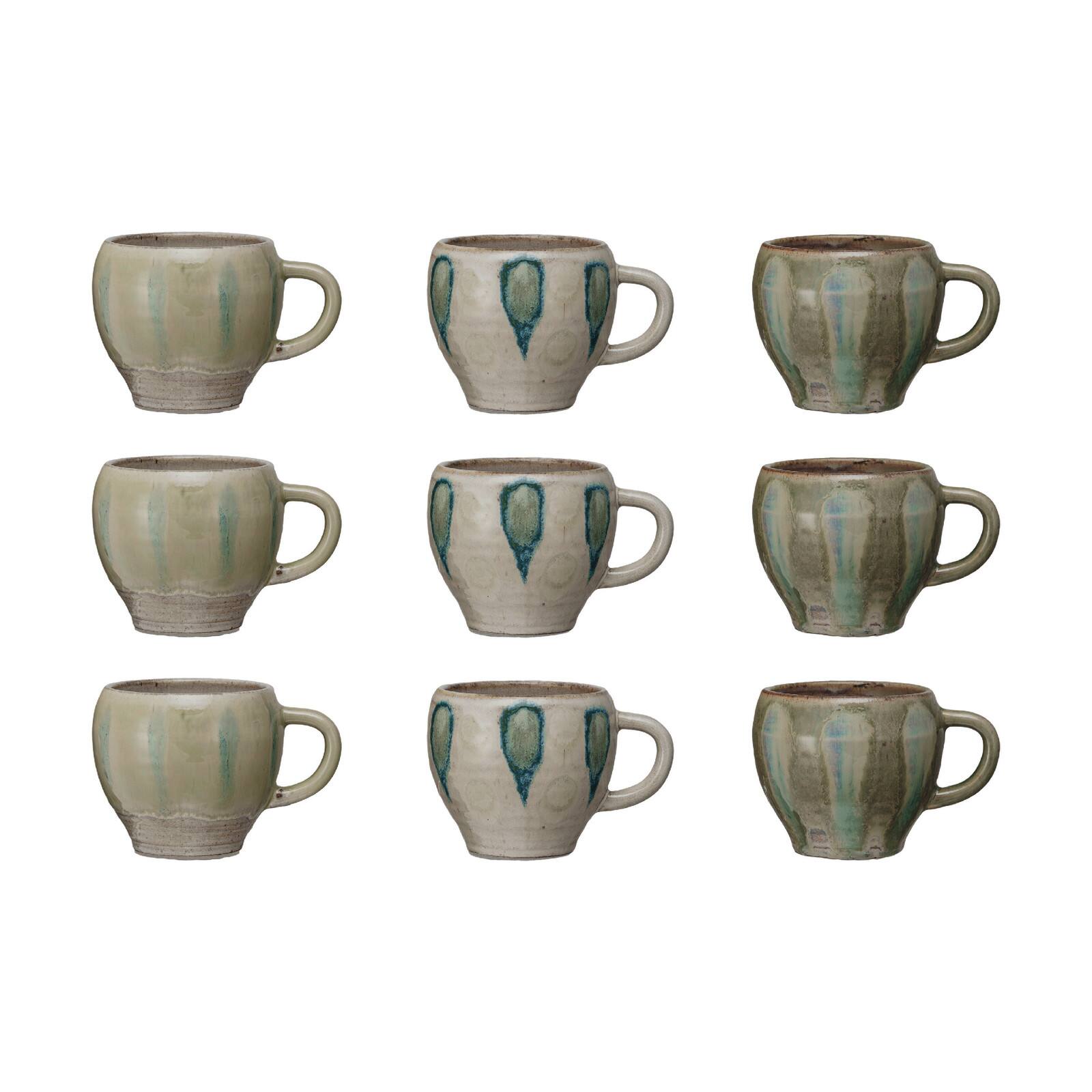 Hello Honey® 12oz. Green & Blue Geometric Stoneware Mug Set