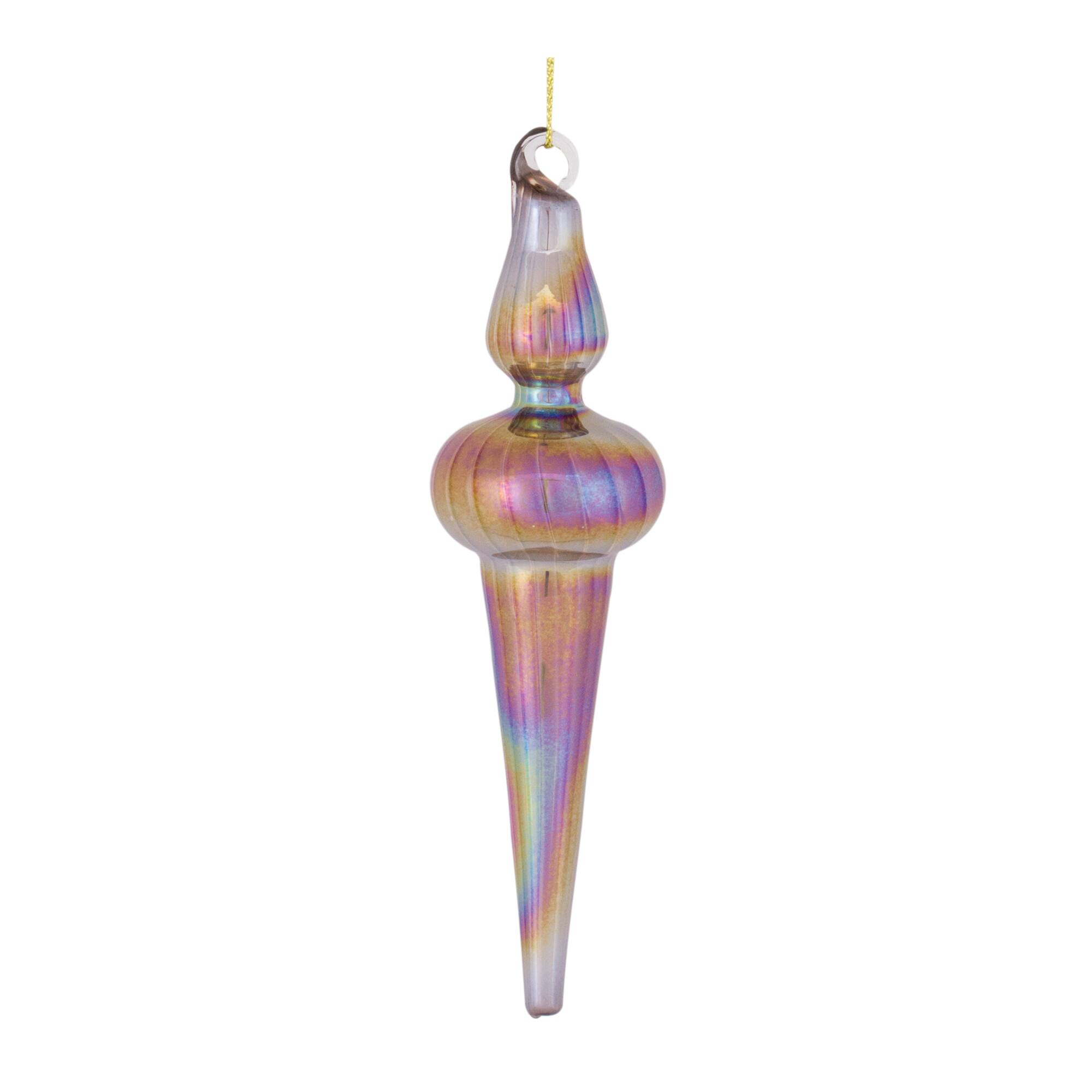 12ct. 6&#x22; Iridescent Glass Finial Drop Ornaments