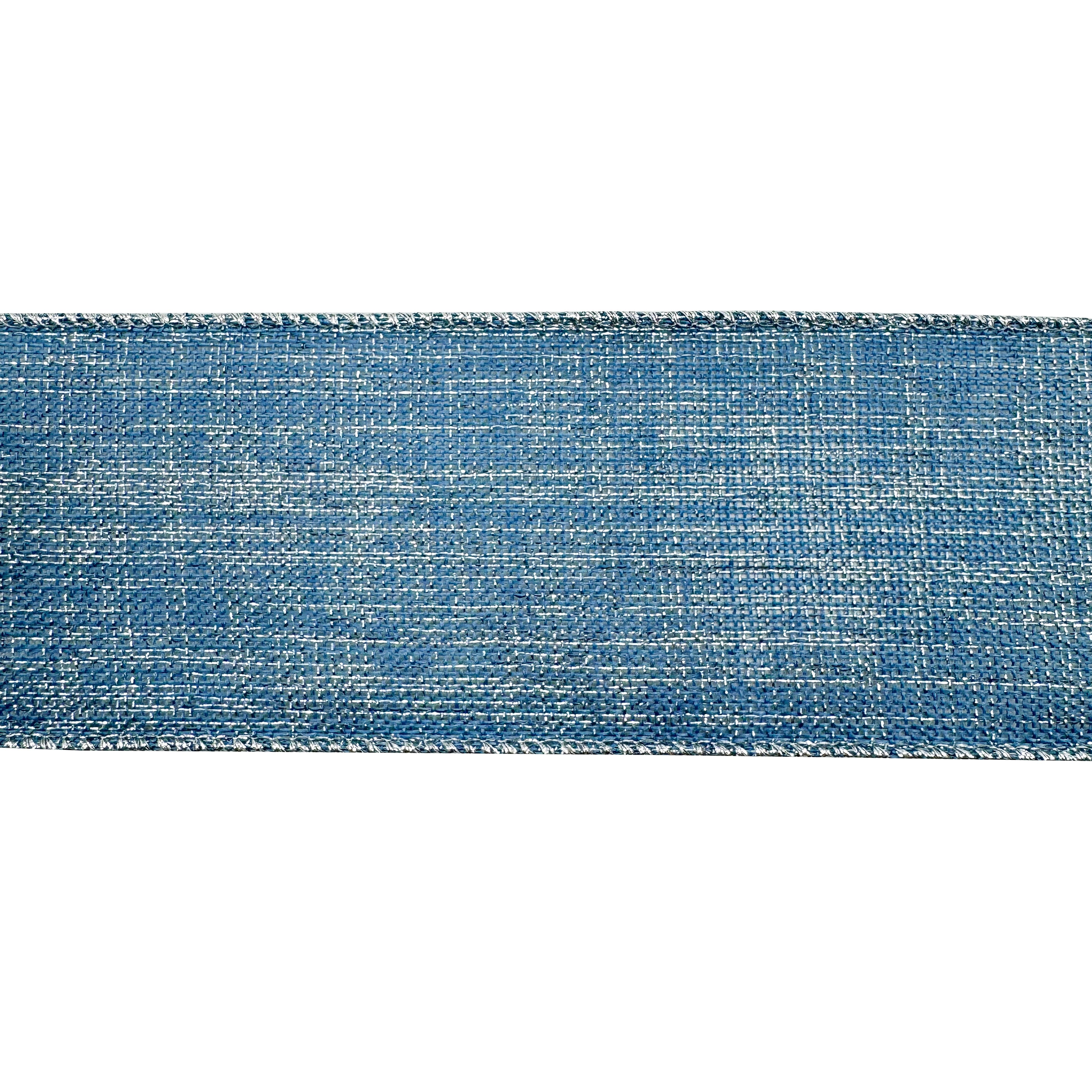 2.5" x 20ft. Light Blue & Silver Wired Faux Linen Ribbon by Celebrate It®