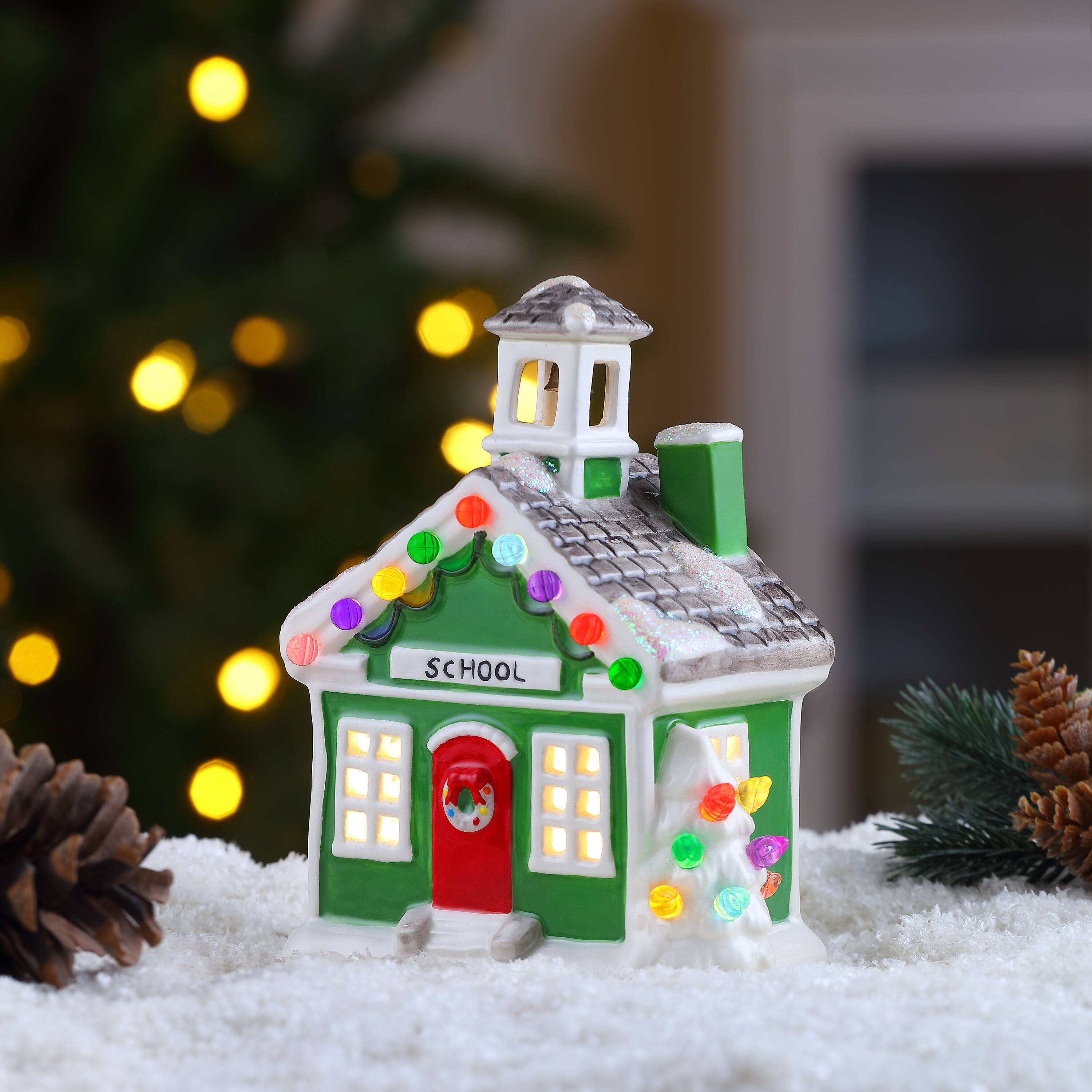 6&#x22; LED Nostalgic Ceramic Village School